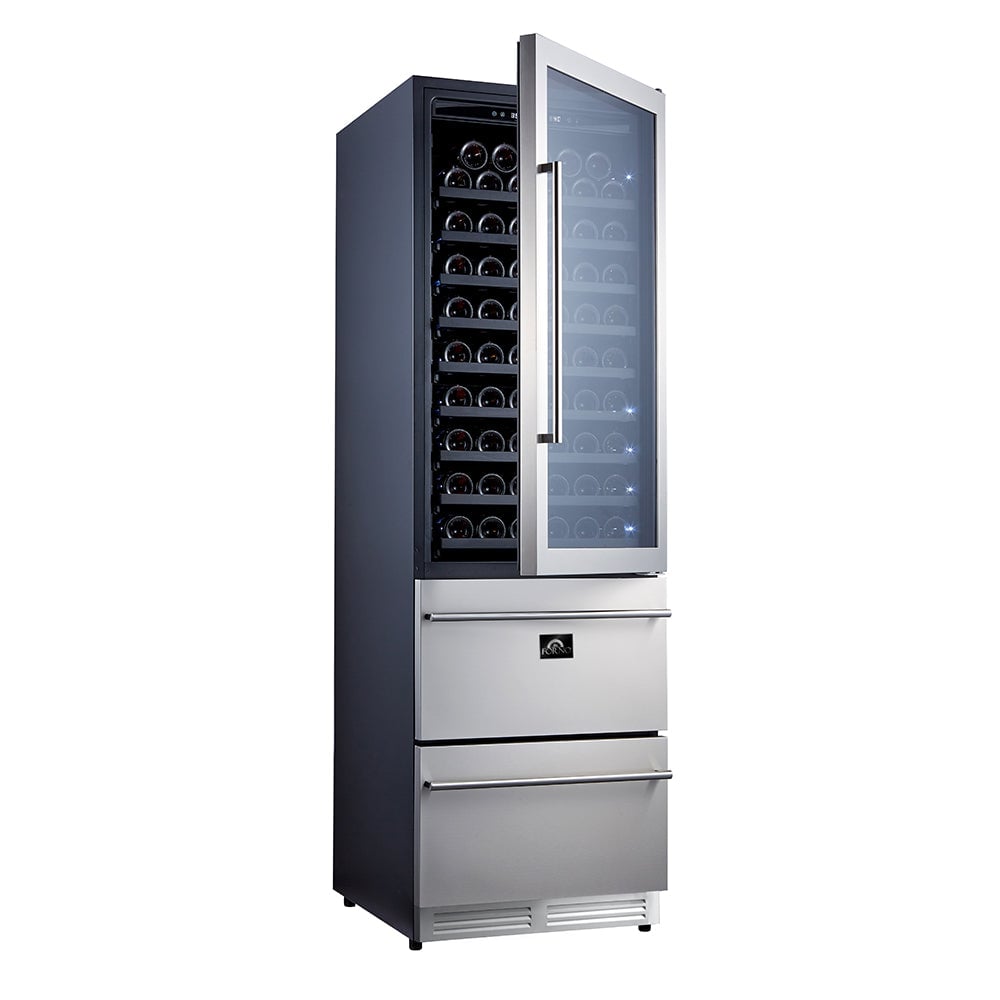 FORNO Appliance Package - 48" Gas Range, Range Hood, 36" Refrigerator, Dishwasher, Microwave Drawer, Wine Cooler, AP-FFSGS6239-48-5