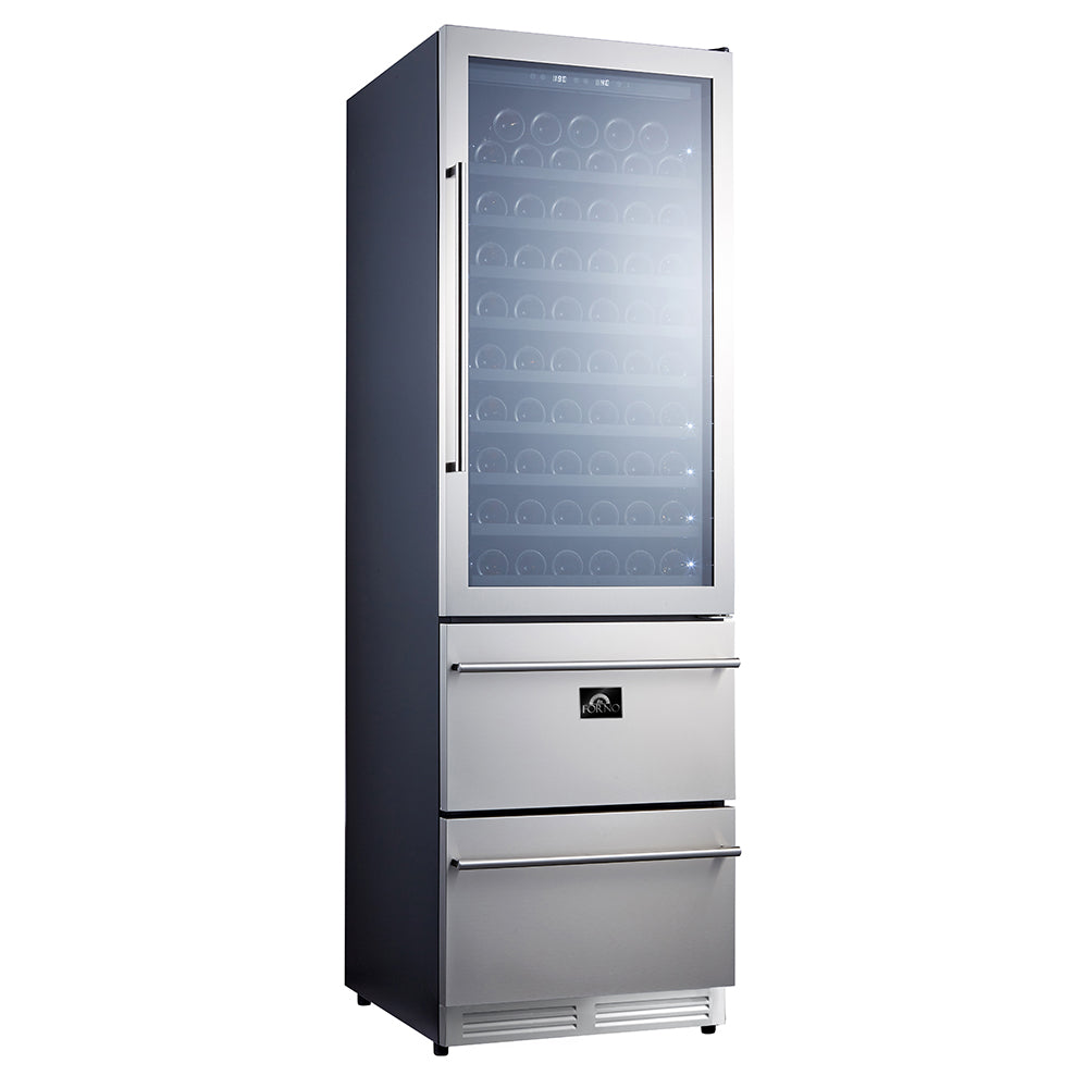 FORNO Appliance Package - 48" Gas Range, Range Hood, 36" Refrigerator, Dishwasher, Microwave Drawer, Wine Cooler, AP-FFSGS6244-48-19