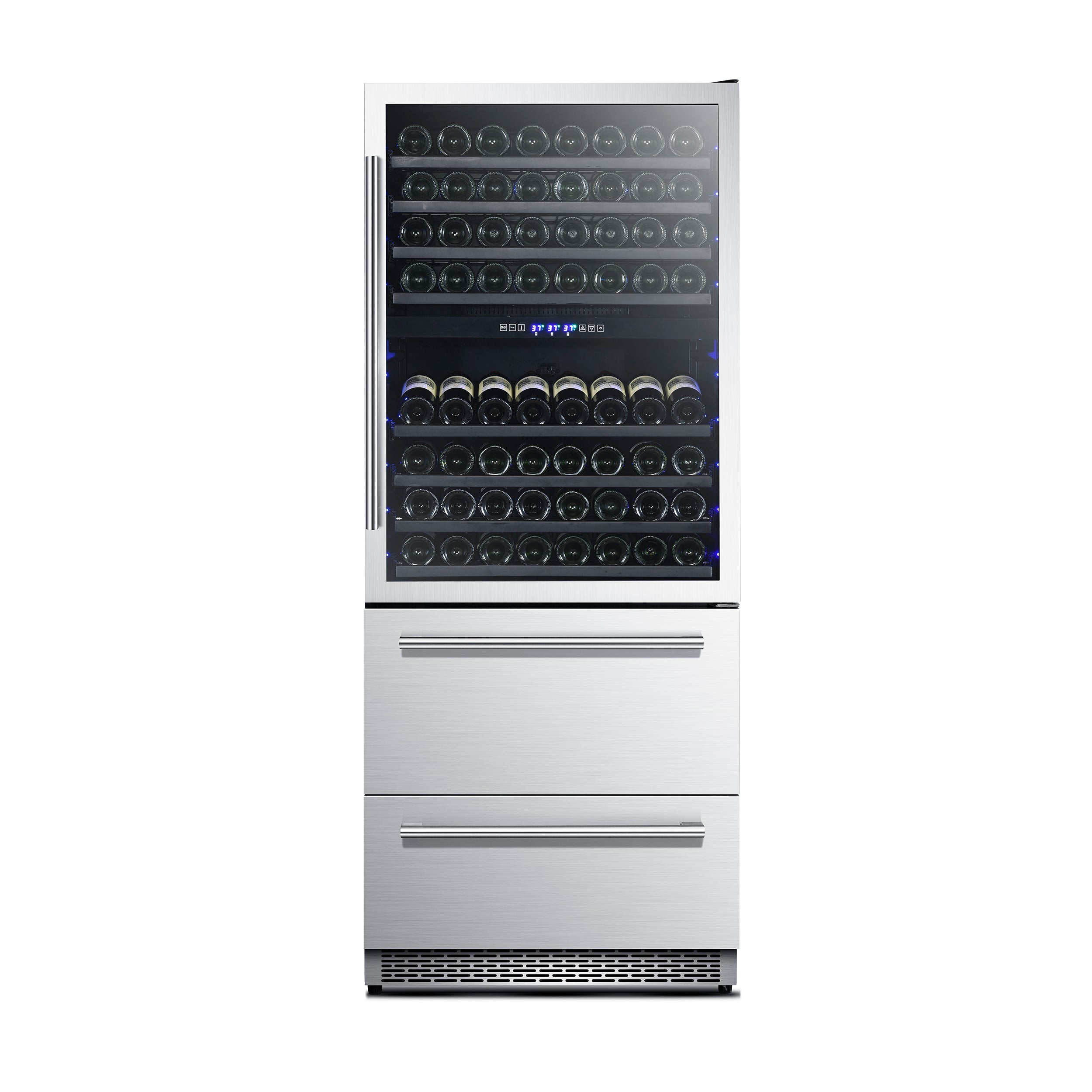 Forno Capraia 30 Inch Built In Triple Zone Wine Cooler with 144 Bottle and 200 Can Capacity, Model FWCDR6661-30S