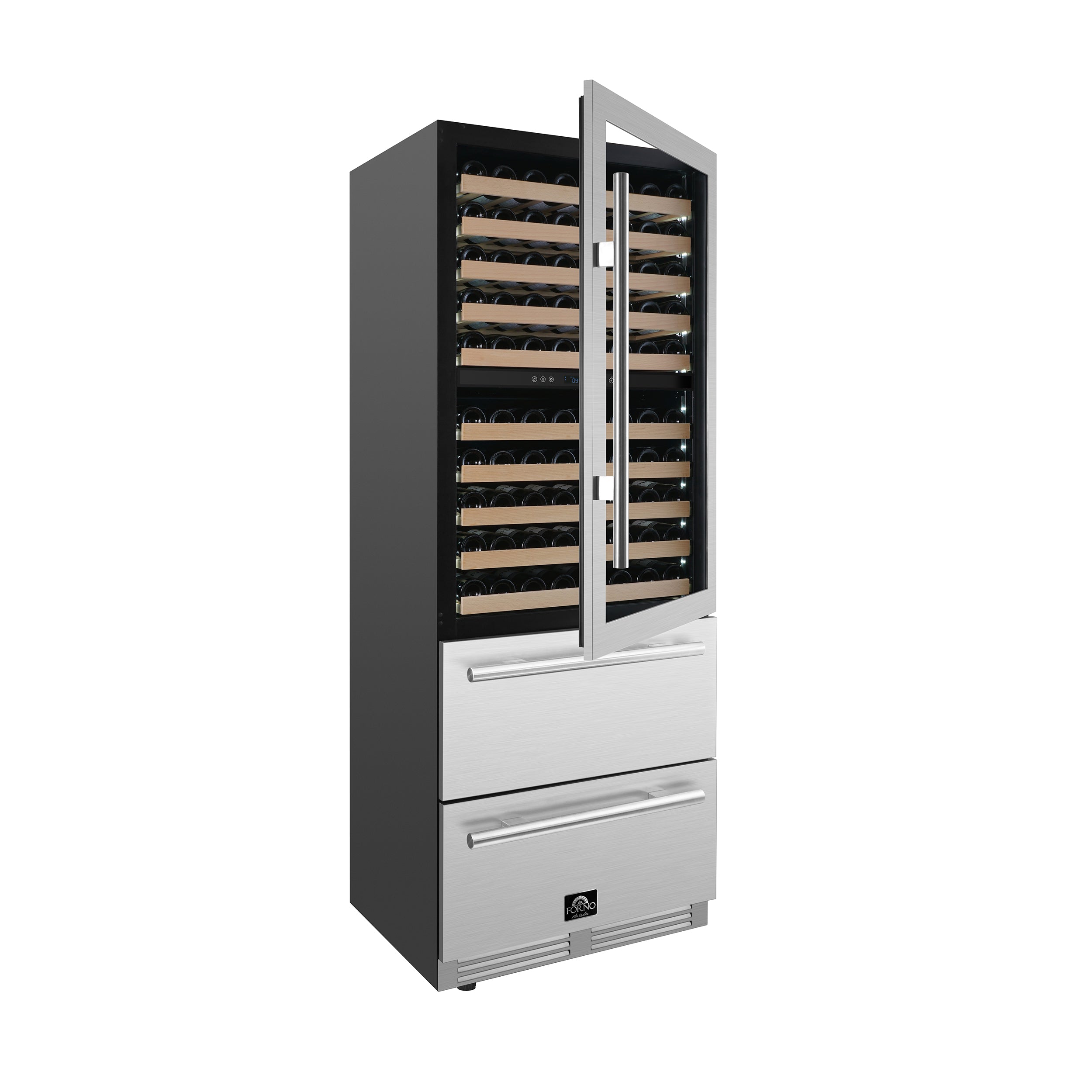 Forno Celano 30 in. Dual Zone Wine and Beverage Cooler 21.3 cu. ft. 150 Bottle 252 Can Stainless Steel (FWCDR6697-30S)