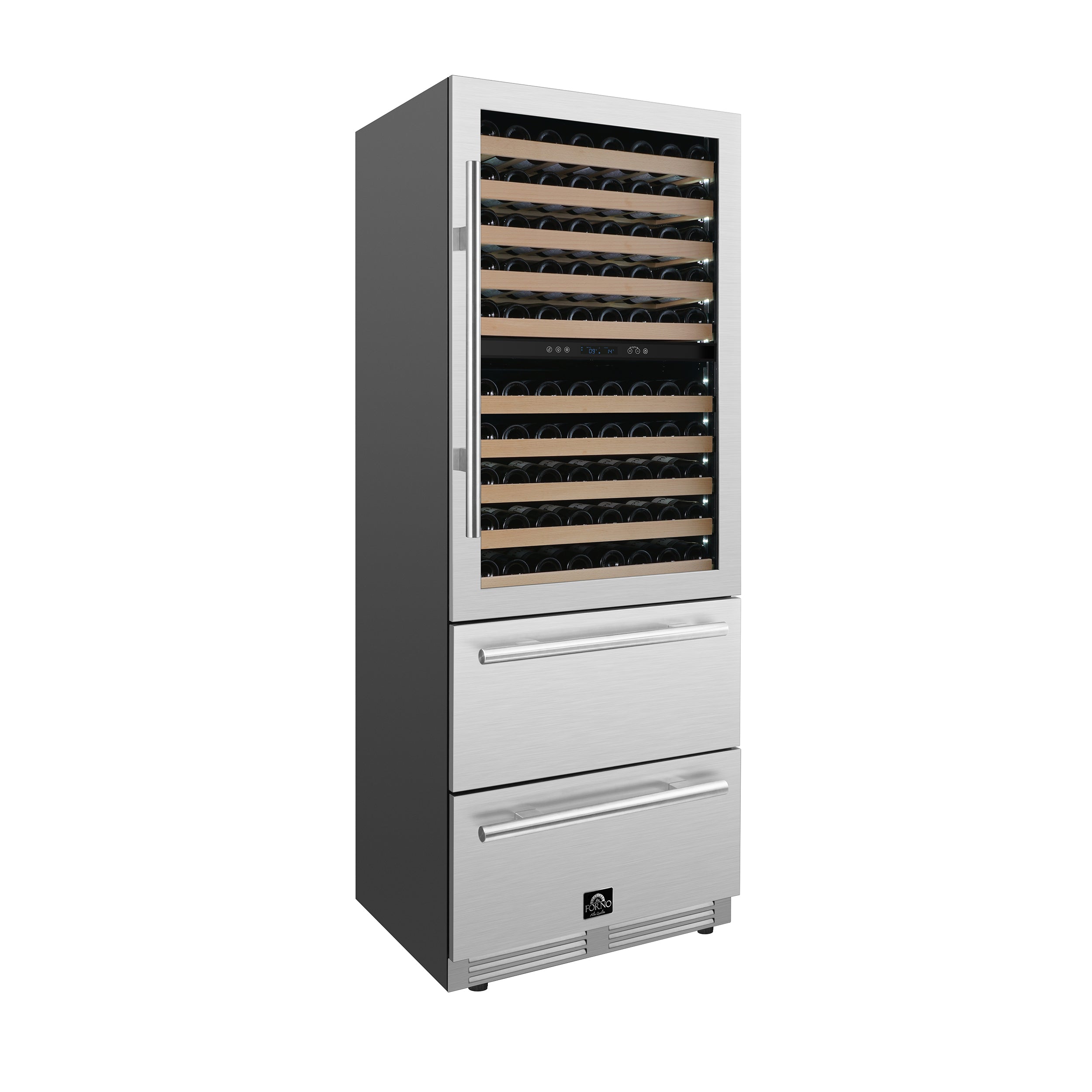 Forno Celano 30 in. Dual Zone Wine and Beverage Cooler 21.3 cu. ft. 150 Bottle 252 Can Stainless Steel (FWCDR6697-30S)