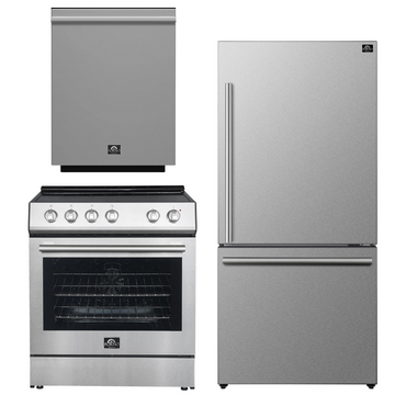 FORNO Espresso Package - 30" Electric Range, Refrigerator and Dishwasher in Stainless Steel