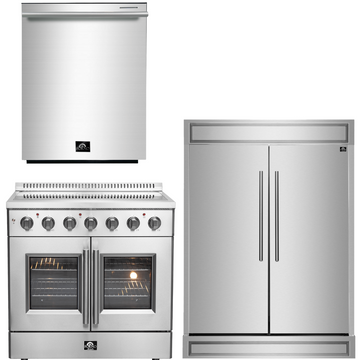 FORNO Package - 36" Electric French Door Range, Refrigerator and Dishwasher, AP-FFSEL6917-36-3PK-3