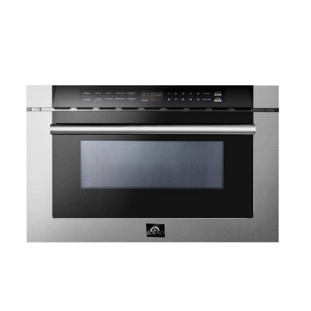 FORNO Appliance Package - 36 Inch Pro Gas Range, Wall Mount Range Hood, Microwave Drawer, Dishwasher, AP-FFSGS6260-36-6
