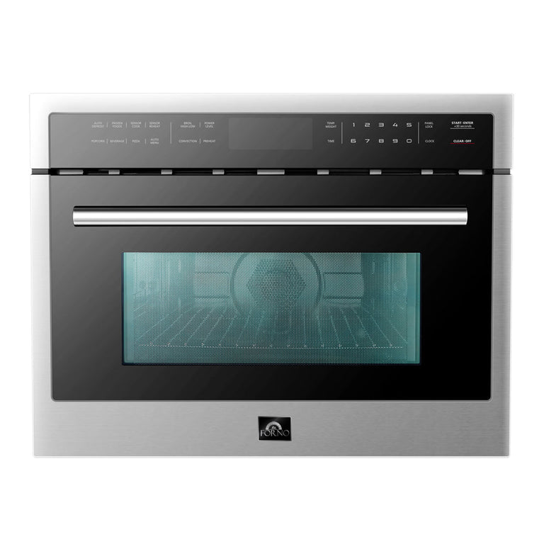 FORNO Package - 36" Electric French Door Range, Wall Mount Range Hood, Refrigerator, Dishwasher, Microwave and Wine Cooler, AP-FFSEL6917-36-6PK-1