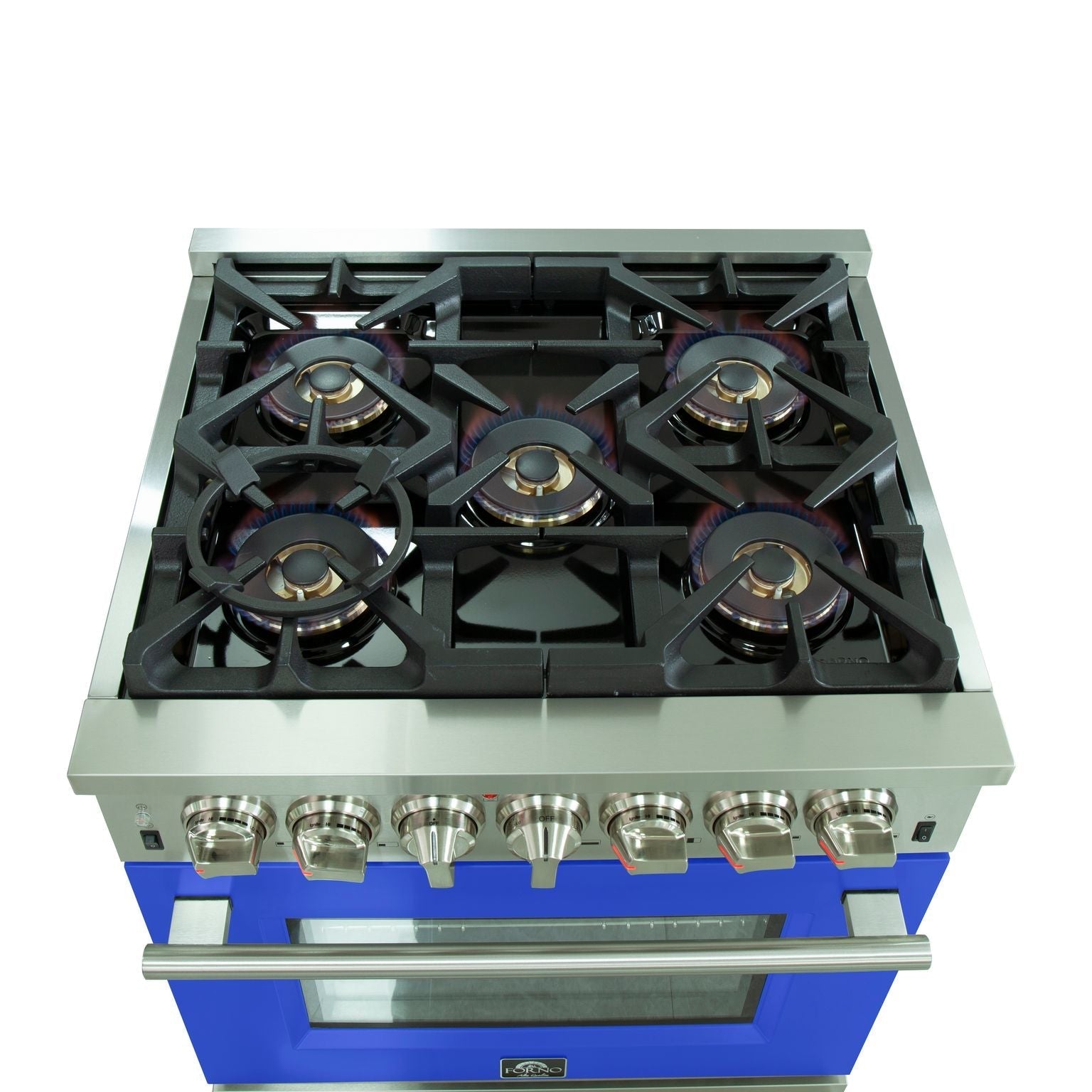 Forno Capriasca 30 in. 4.32 cu. ft. Freestanding Dual Fuel Range with 5 Sealed Burners and Electric Oven in Blue (FFSGS6187-30BLU)