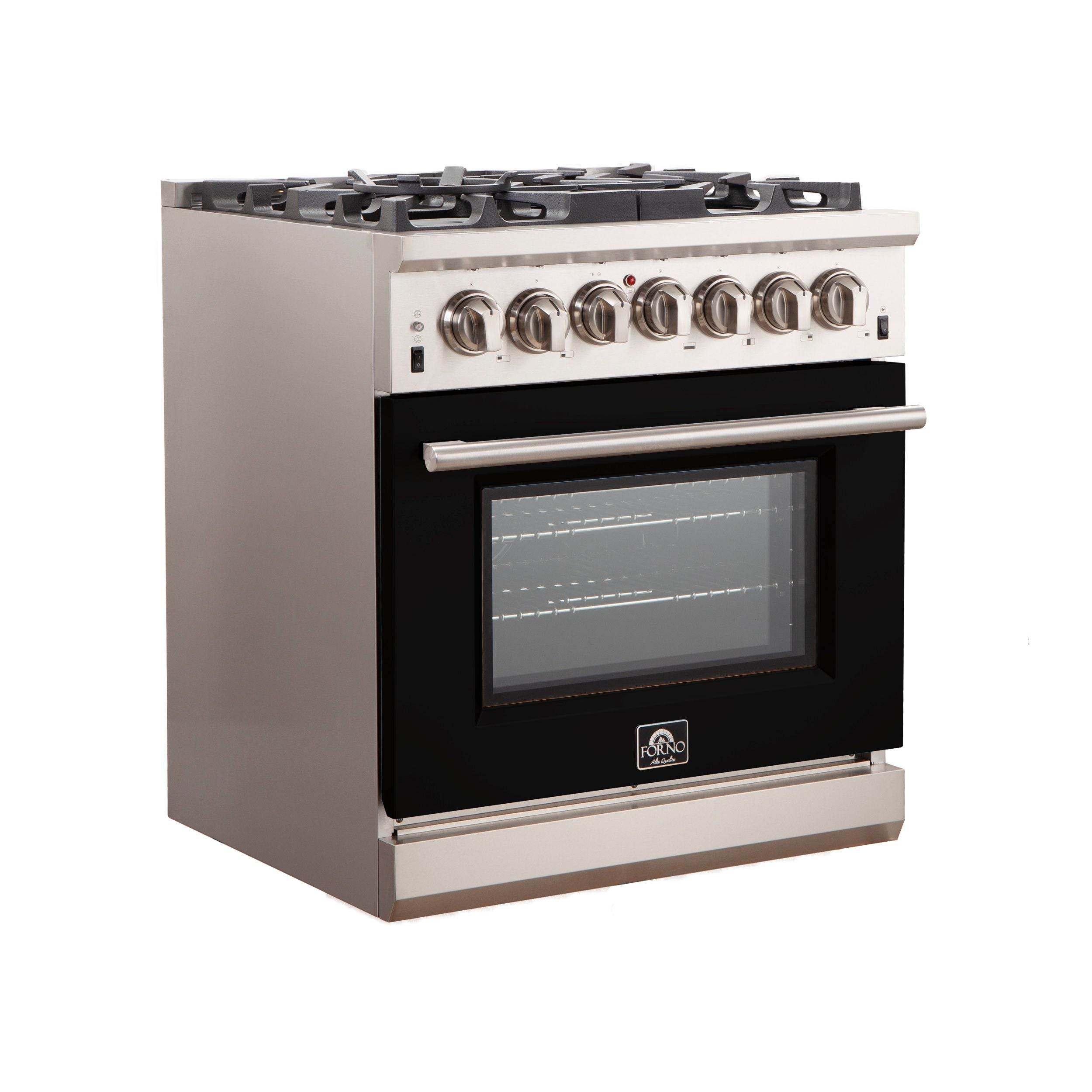 Forno Capriasca 30 in. 4.32 cu. ft. Freestanding Gas Range with 5 Sealed Burners in Black (FFSGS6260-30BLK)