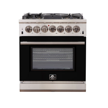 Forno Capriasca 30 in. 4.32 cu. ft. Freestanding Gas Range with 5 Sealed Burners in Black (FFSGS6260-30BLK)