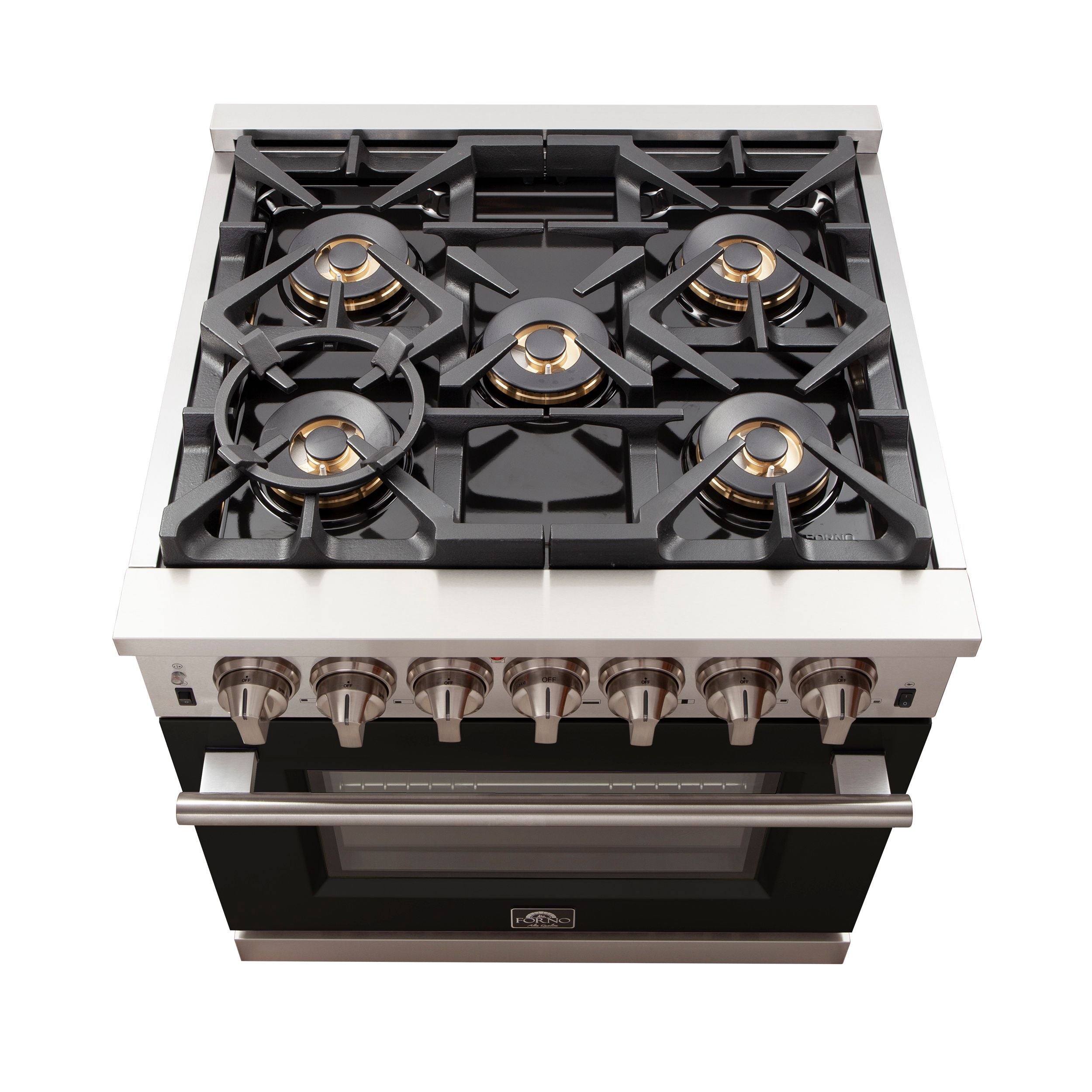 Forno Capriasca 30 in. 4.32 cu. ft. Freestanding Gas Range with 5 Sealed Burners in Black (FFSGS6260-30BLK)
