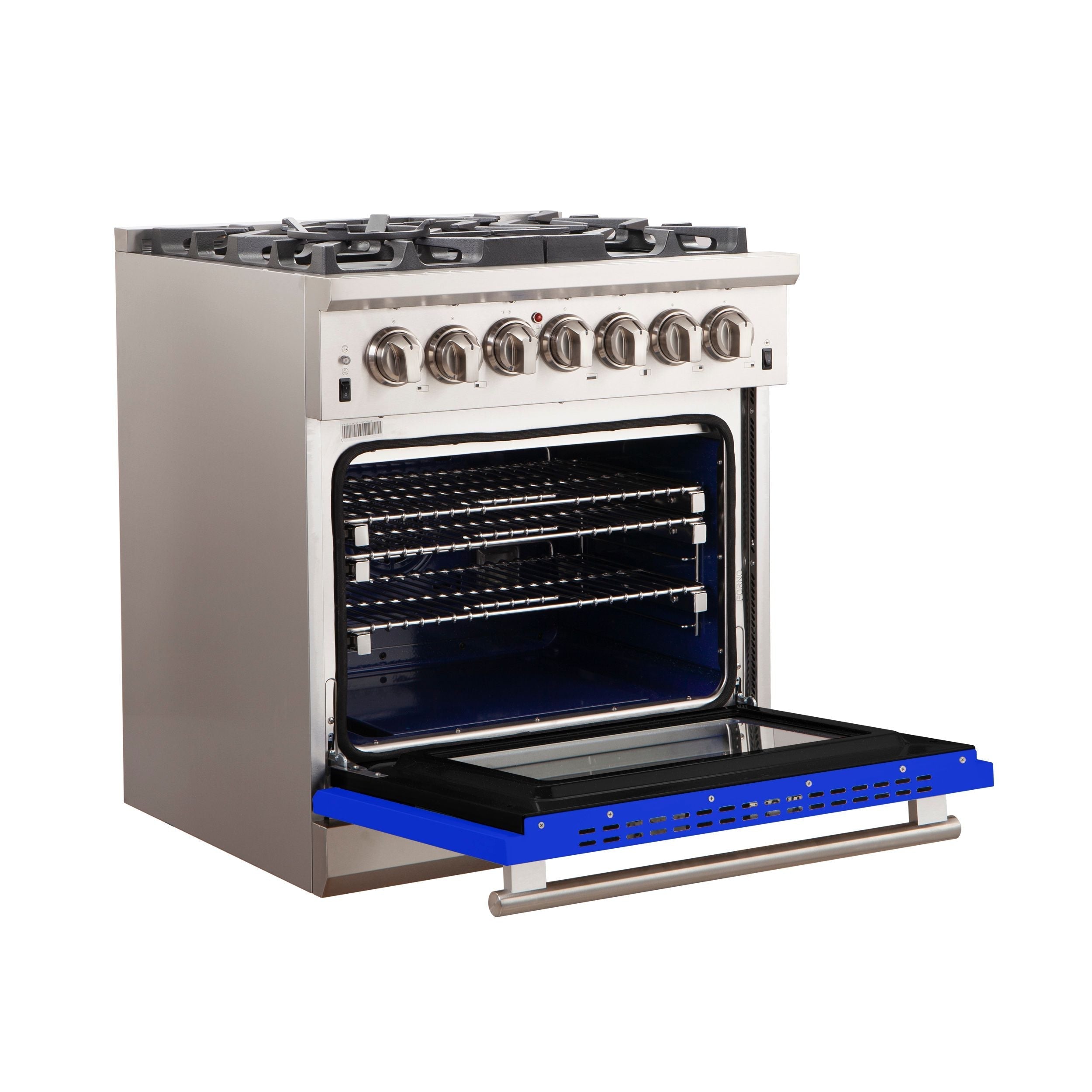 Forno Capriasca 30 in. Freestanding Gas Range, 4.32 cu. ft. Oven, 5 Sealed Burners, Blue, Model FFSGS6260-30BLU