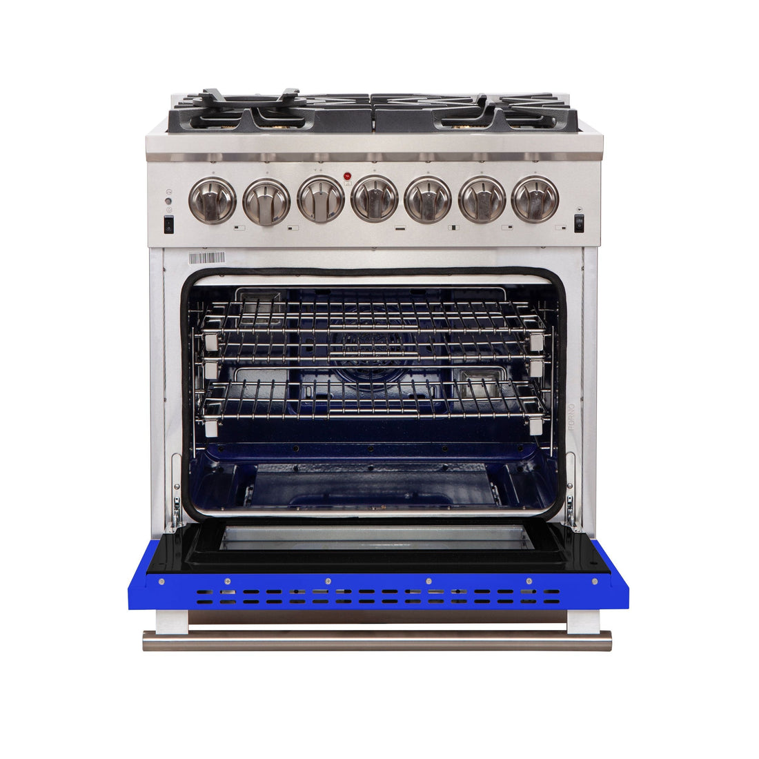 Forno Capriasca 30 in. Freestanding Gas Range, 4.32 cu. ft. Oven, 5 Sealed Burners, Blue, Model FFSGS6260-30BLU