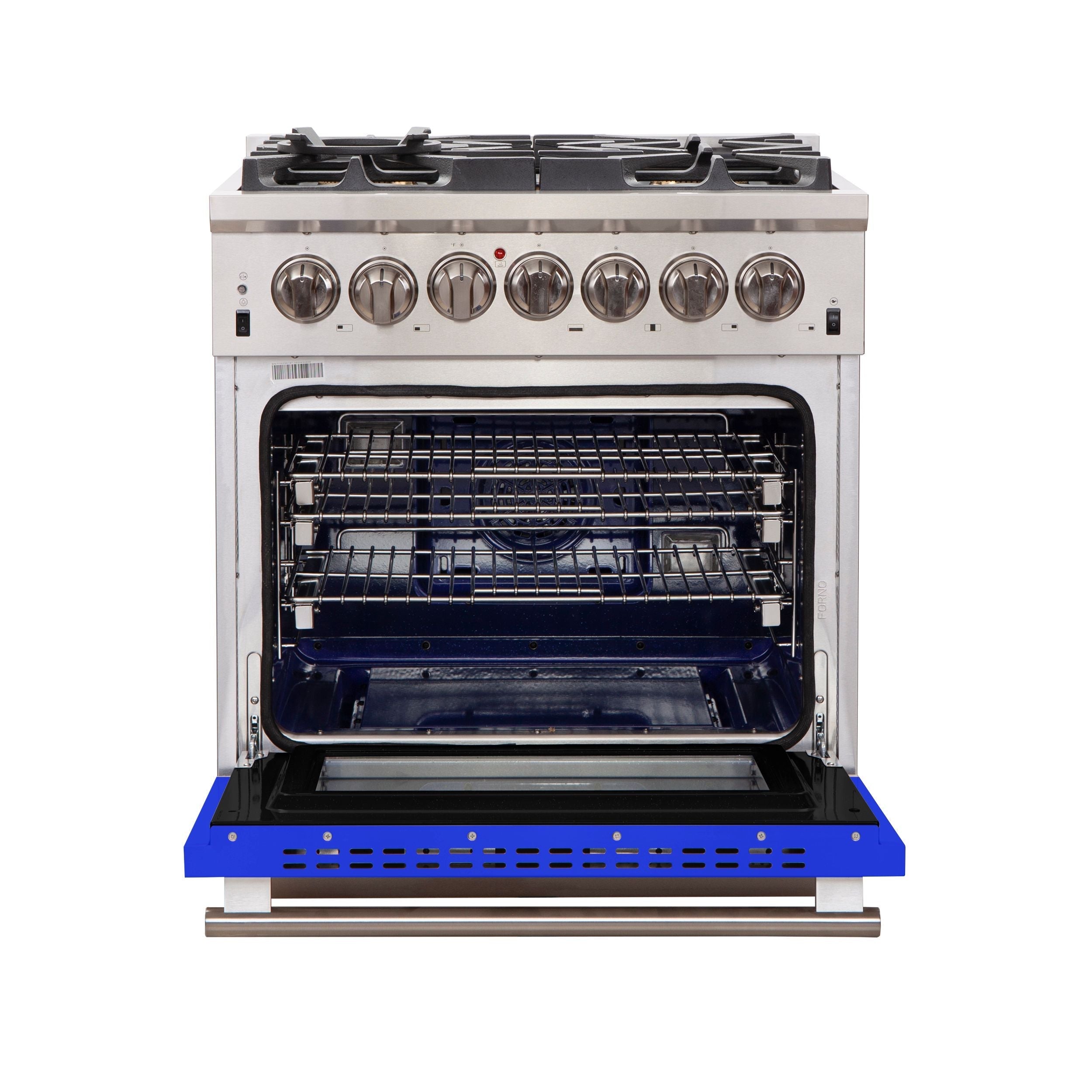 Forno Capriasca 30 in. Freestanding Gas Range, 4.32 cu. ft. Oven, 5 Sealed Burners, Blue, Model FFSGS6260-30BLU