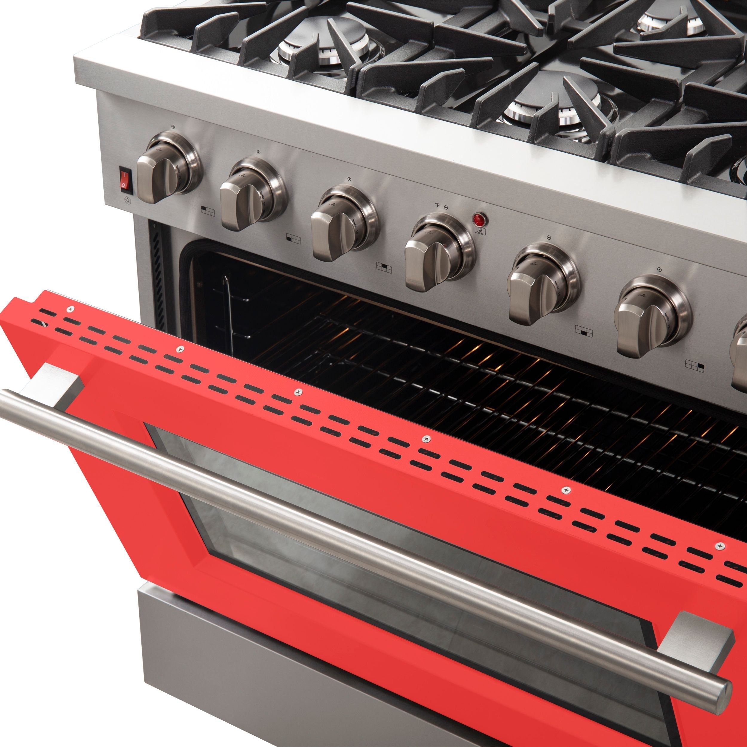 Forno Galiano 36-Inch Gas Range, 5.36 cu. ft. Oven, 6 Sealed Burners, Red, Model FFSGS6244-36RED