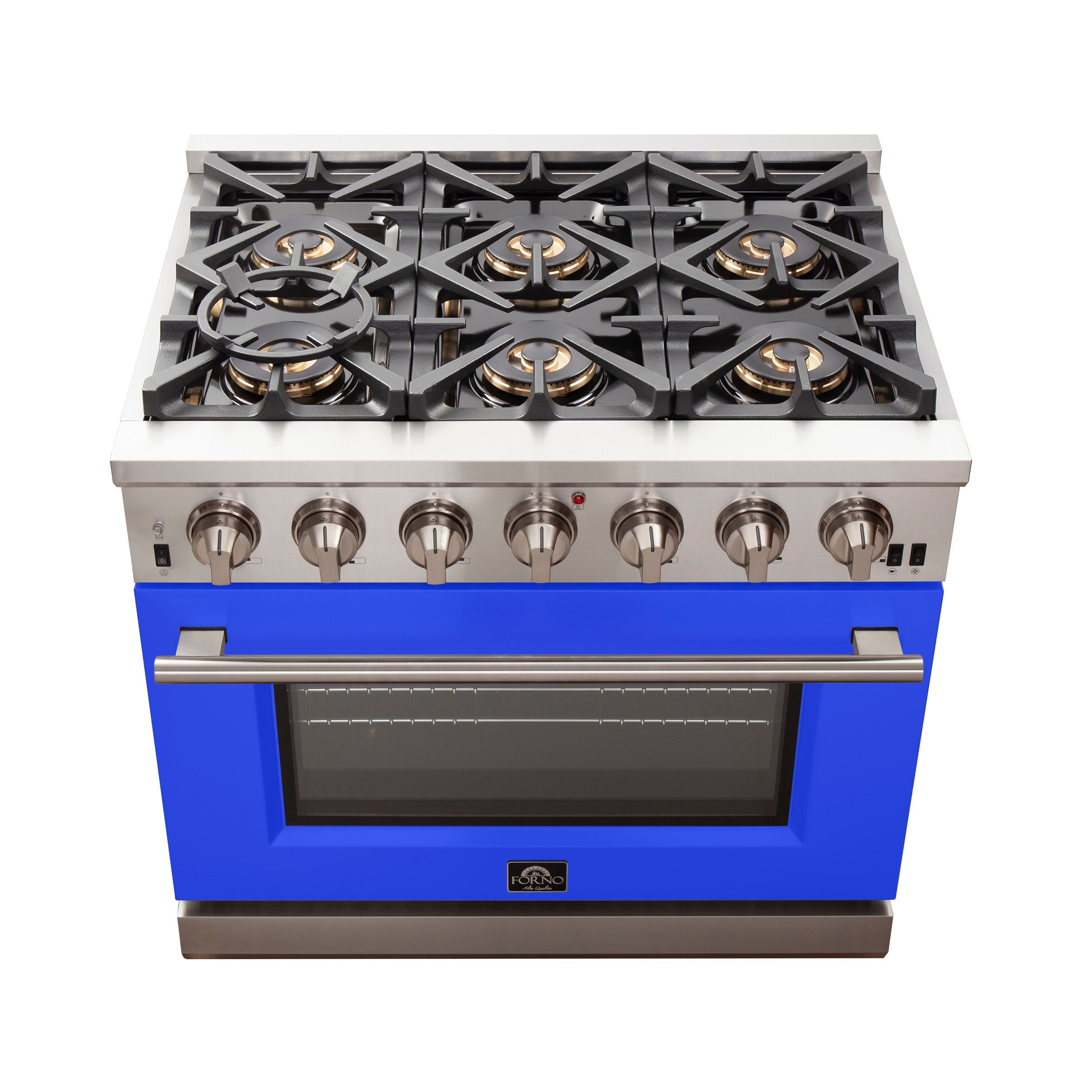 Forno Capriasca 36-Inch Gas Range, 5.36 cu. ft. Oven, 6 Burners, Blue, Model FFSGS6260-36BLU