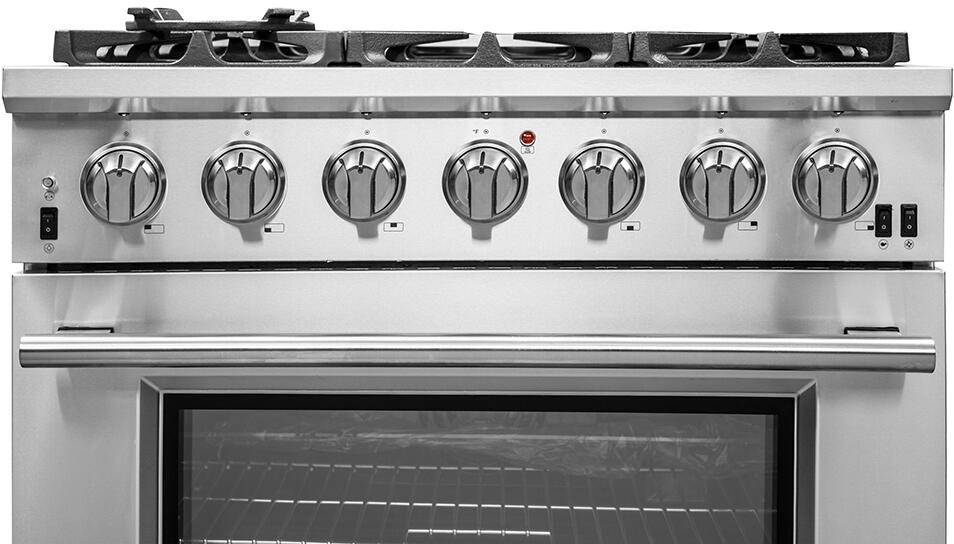 FORNO Appliance Package- 36 Inch Pro Gas Range, Wall Mount Range Hood, AP-FFSGS6260-36