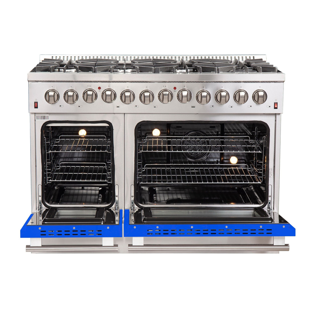 Forno Galiano 48-Inch Freestanding Dual Fuel Range with Gas Cooktop, Electric Oven, 6.58 cu. ft., Blue (Model FFSGS6156-48BLU)