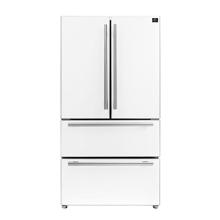 FORNO Espresso Package - 36" Refrigerator and Dishwasher in White with Stainless Steel Handles