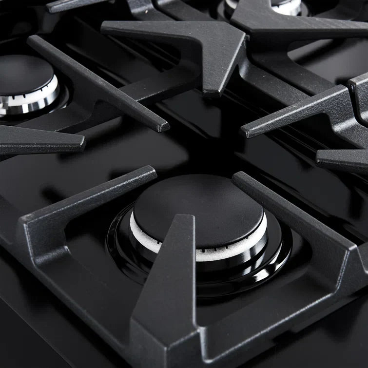 FORNO Antico 36 in. Gas Range, 4.5 cu. ft., 6 Sealed Burners, Black with Antique Brass Accents (Model FFSGS6219-36BLK)
