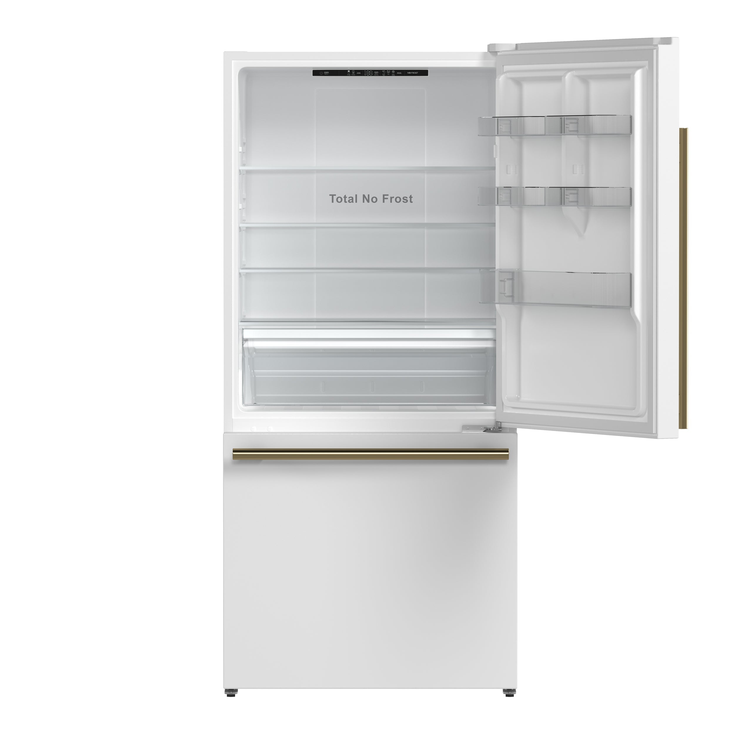 FORNO Espresso Milano 62 in. 34.4 cu. ft. Side-by-Side Refrigerator with Ice Maker, White with Antique Brass Accents (Model FFFFD1787-60WHT)