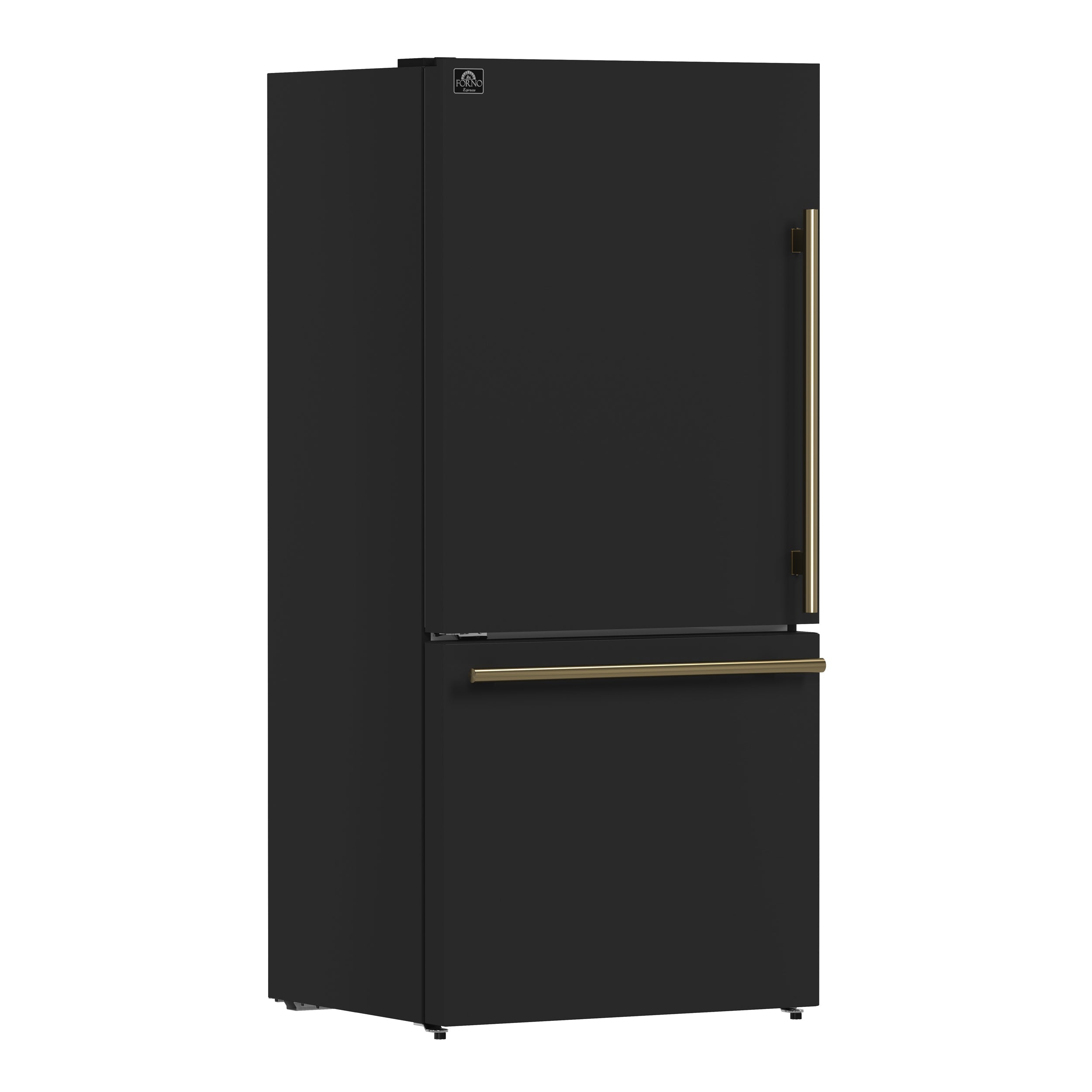 Forno Espresso Milano 62-Inch Side-by-Side Refrigerator, 34.4 cu ft, Ice Maker, Black Finish with Antique Brass Handles (Model FFFFD1787-60BLK)
