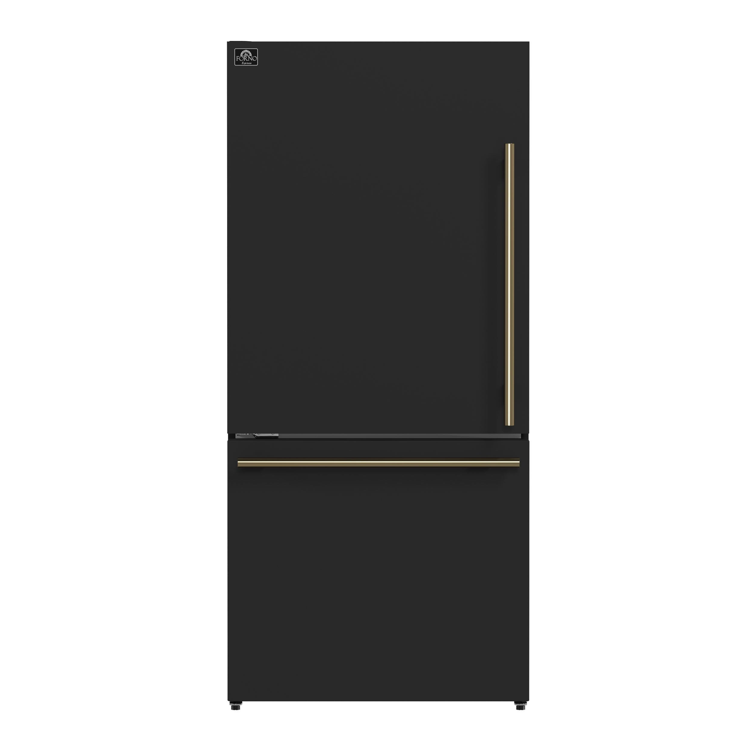 Forno Espresso Milano 62-Inch Side-by-Side Refrigerator, 34.4 cu ft, Ice Maker, Black Finish with Antique Brass Handles (Model FFFFD1787-60BLK)