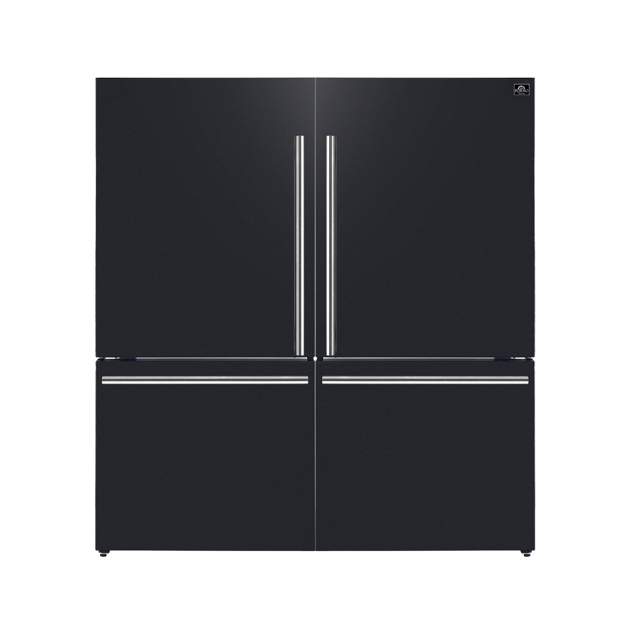 FORNO Milano 62" Side-by-Side Refrigerator, 34.4 cu ft, Ice Maker, Black with Stainless Steel Accents (FFFFD1787-60BLK)