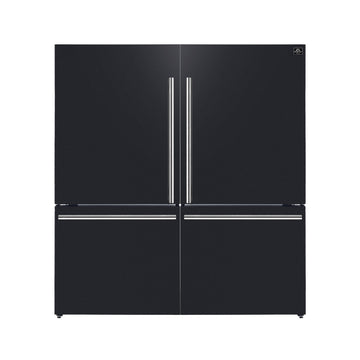 FORNO Milano 62" Side-by-Side Refrigerator, 34.4 cu ft, Ice Maker, Black with Stainless Steel Accents (FFFFD1787-60BLK)