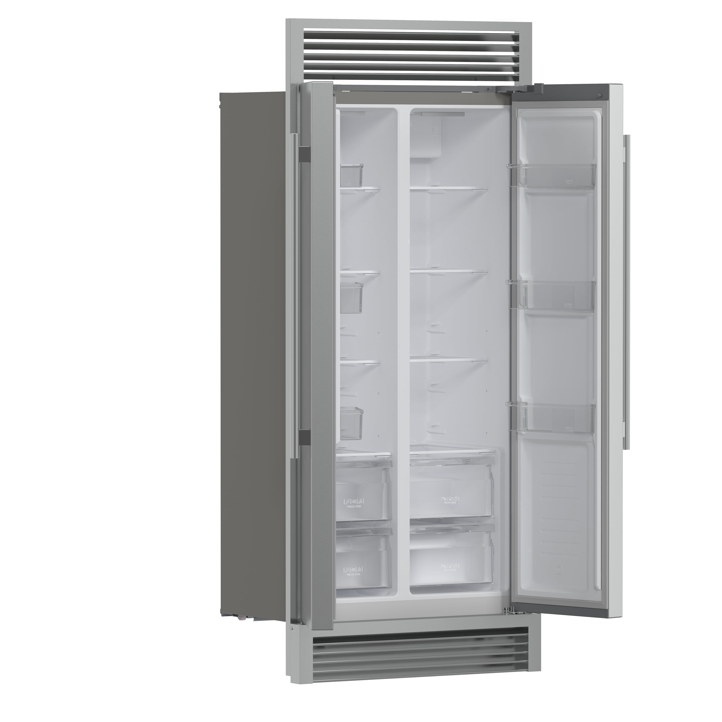 Forno Salerno 37-Inch Side-by-Side Built-In Refrigerator, 15.6 Cu. Ft., Stainless Steel with Grill Trim Kit (Model FFRBI1805-37SG)