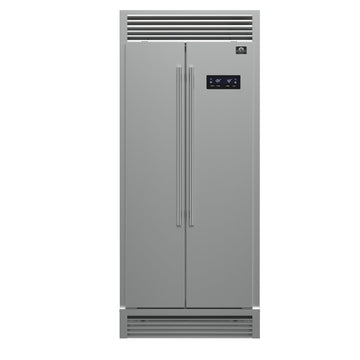 Forno Salerno 37-Inch Side-by-Side Built-In Refrigerator, 15.6 Cu. Ft., Stainless Steel with Grill Trim Kit (Model FFRBI1805-37SG)