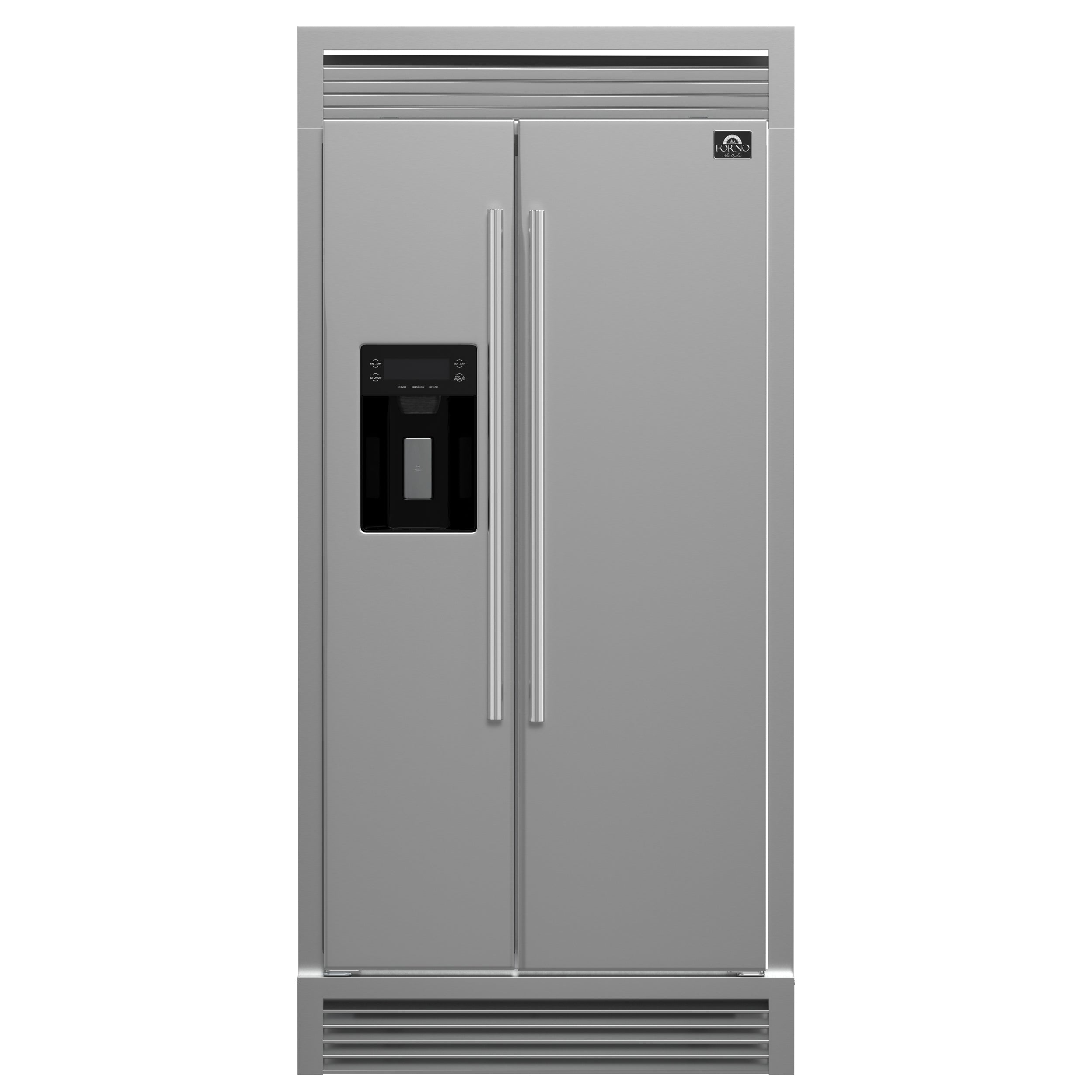 Forno Salerno 40-Inch Built-In Side-by-Side Refrigerator, 20 Cu. Ft., Water & Ice Dispenser, Stainless Steel with Grill Trim Kit (FFRBI1844-40SG)