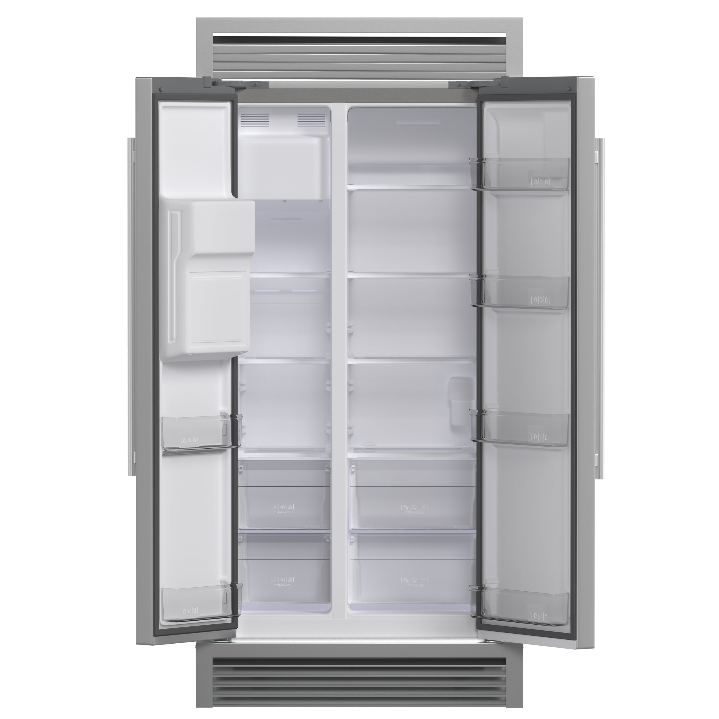 Forno Salerno 40-Inch Built-In Side-by-Side Refrigerator, 20 Cu. Ft., Water & Ice Dispenser, Stainless Steel with Grill Trim Kit (FFRBI1844-40SG)