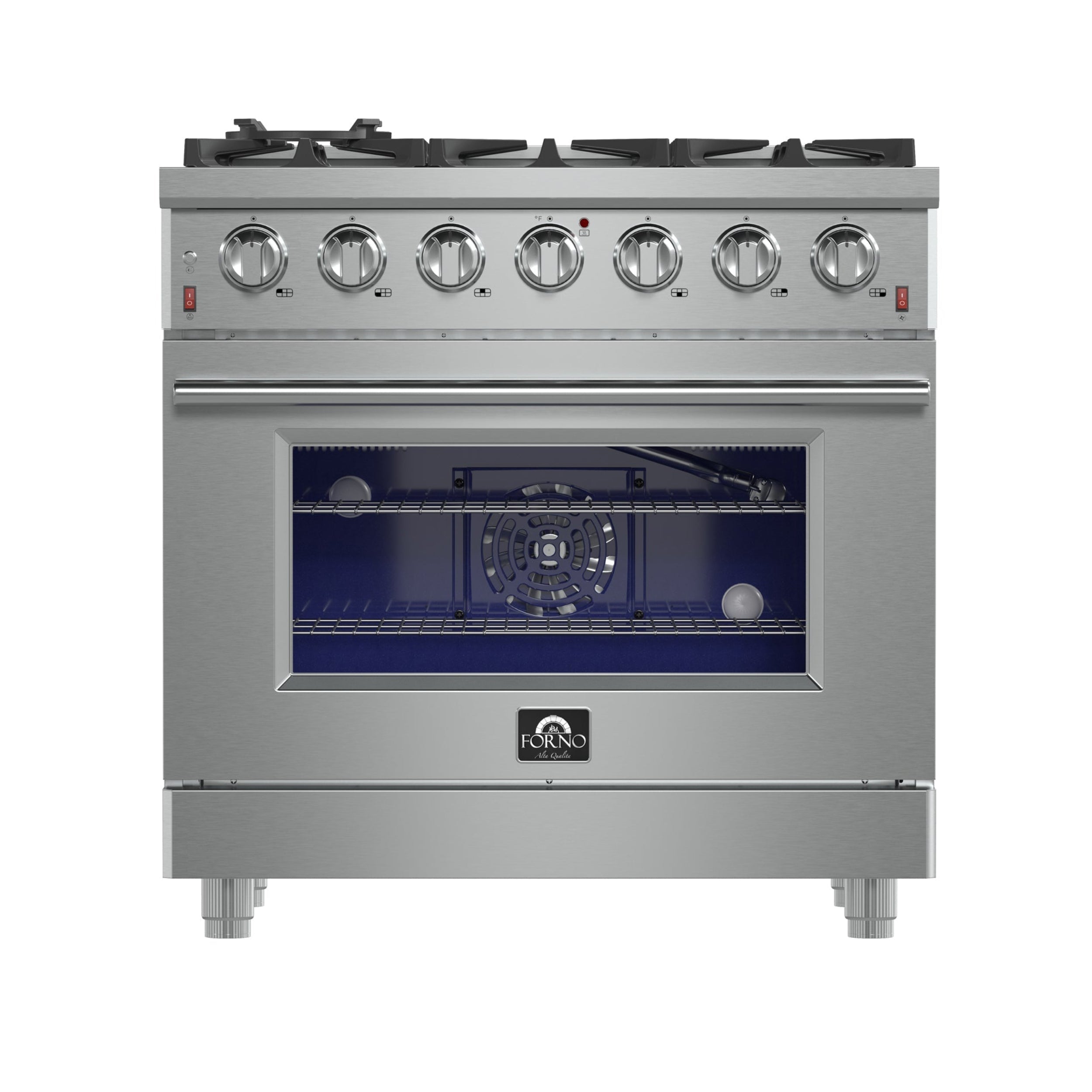 FORNO Massimo 36 in. Freestanding Gas Range, 5.36 cu. ft. Oven, 6 Sealed Burners, Stainless Steel (Model FFSGS6239-36)