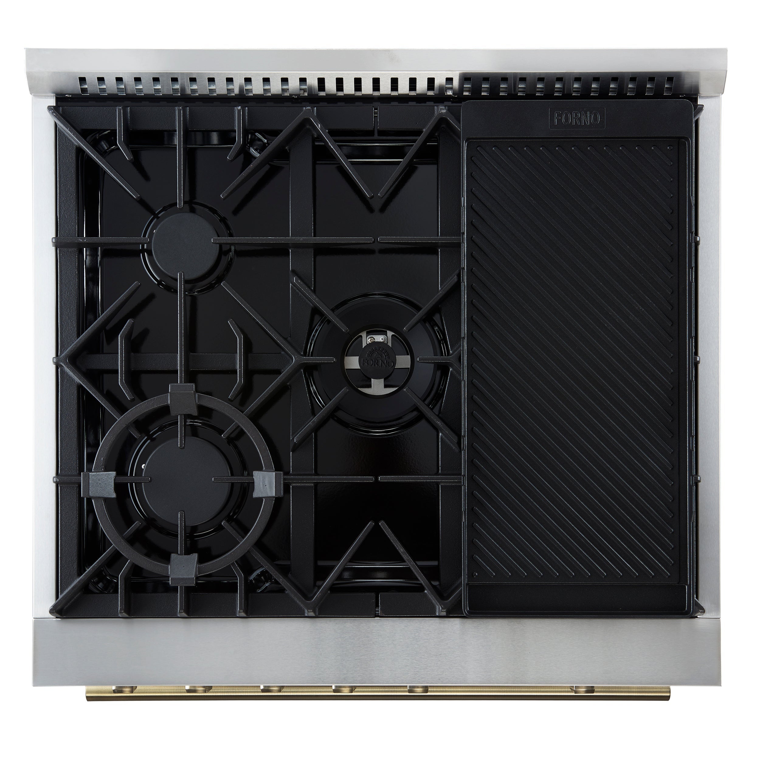 Forno Giovanni 30-Inch Gas Range, 4.32 cu ft Oven, 5 Sealed Burners, White with Antique Brass Accents (Model FFSGS6274-30WHT)