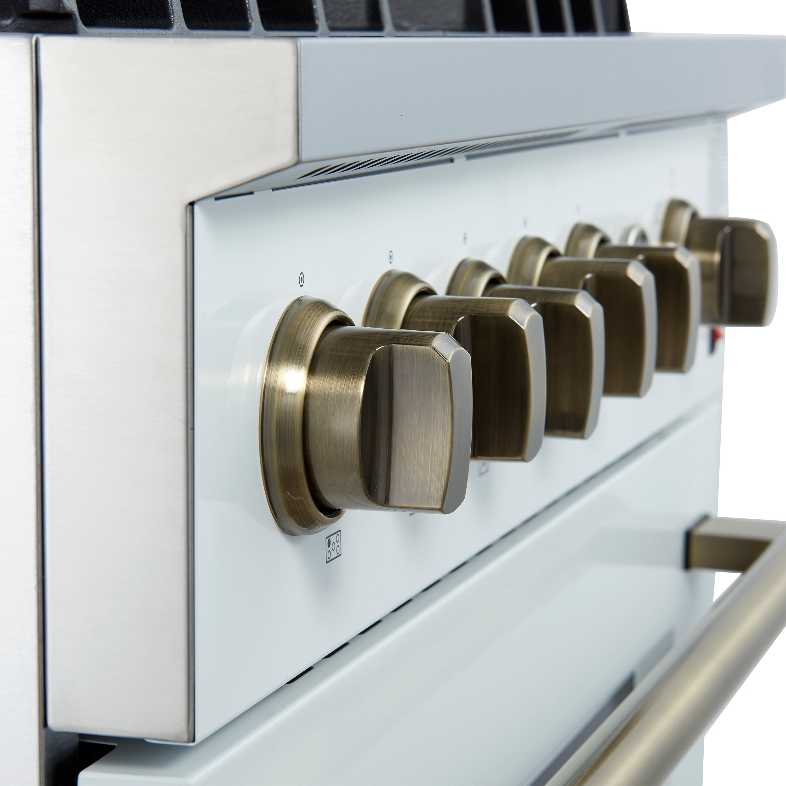 Forno Giovanni 30-Inch Gas Range, 4.32 cu ft Oven, 5 Sealed Burners, White with Antique Brass Accents (Model FFSGS6274-30WHT)