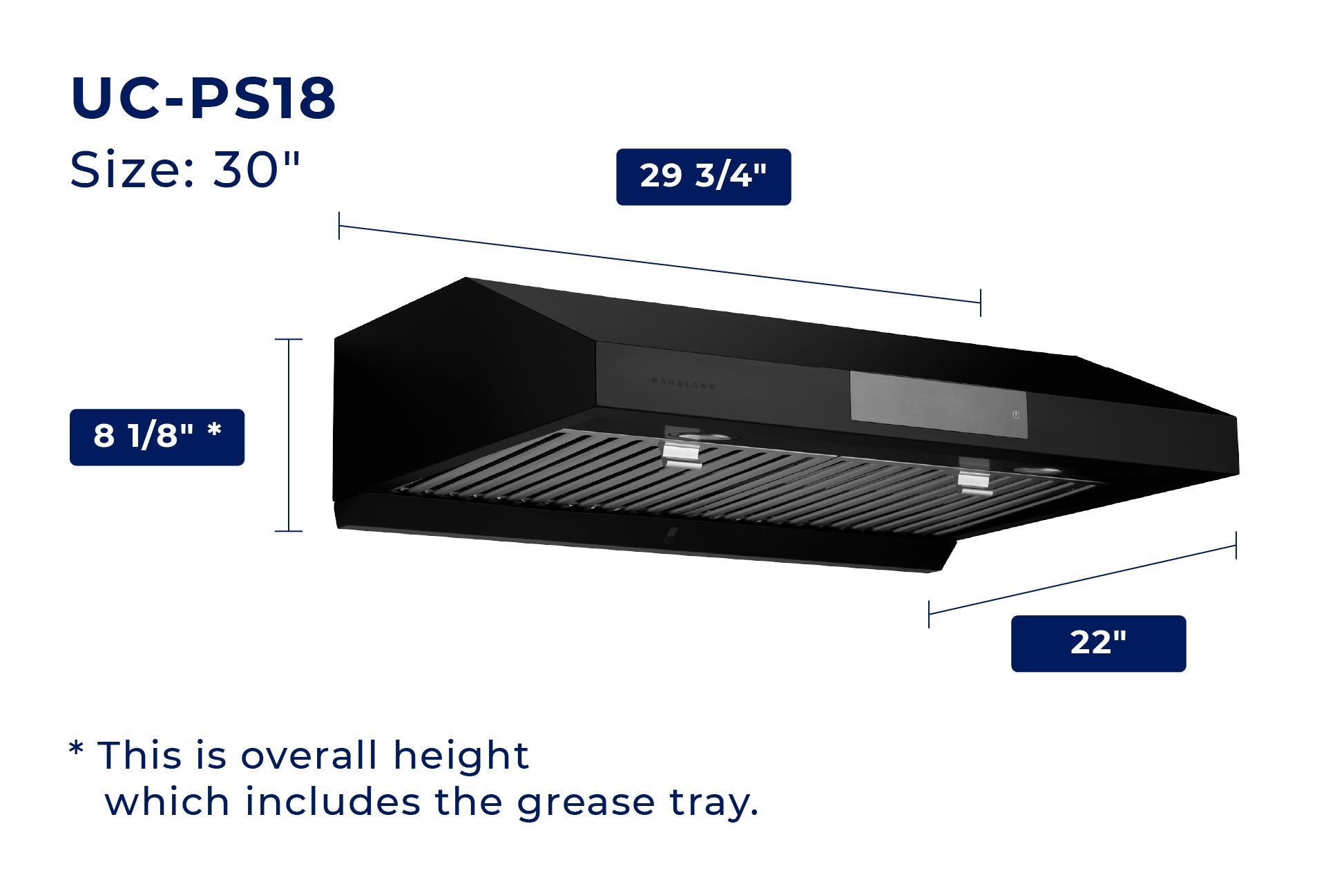 Hauslane Under Cabinet Touch Control Range Hood with Stainless Steel Filters in Black Stainless Steel (UC-PS18BSS)
