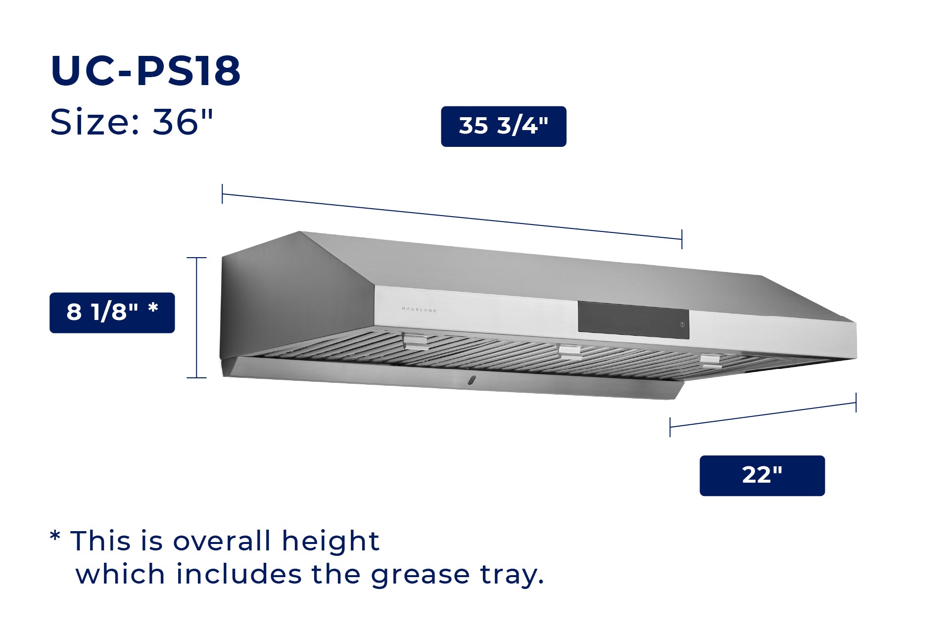 Hauslane Under Cabinet Touch Control Range Hood with Stainless Steel Filters in Black Stainless Steel (UC-PS18BSS)