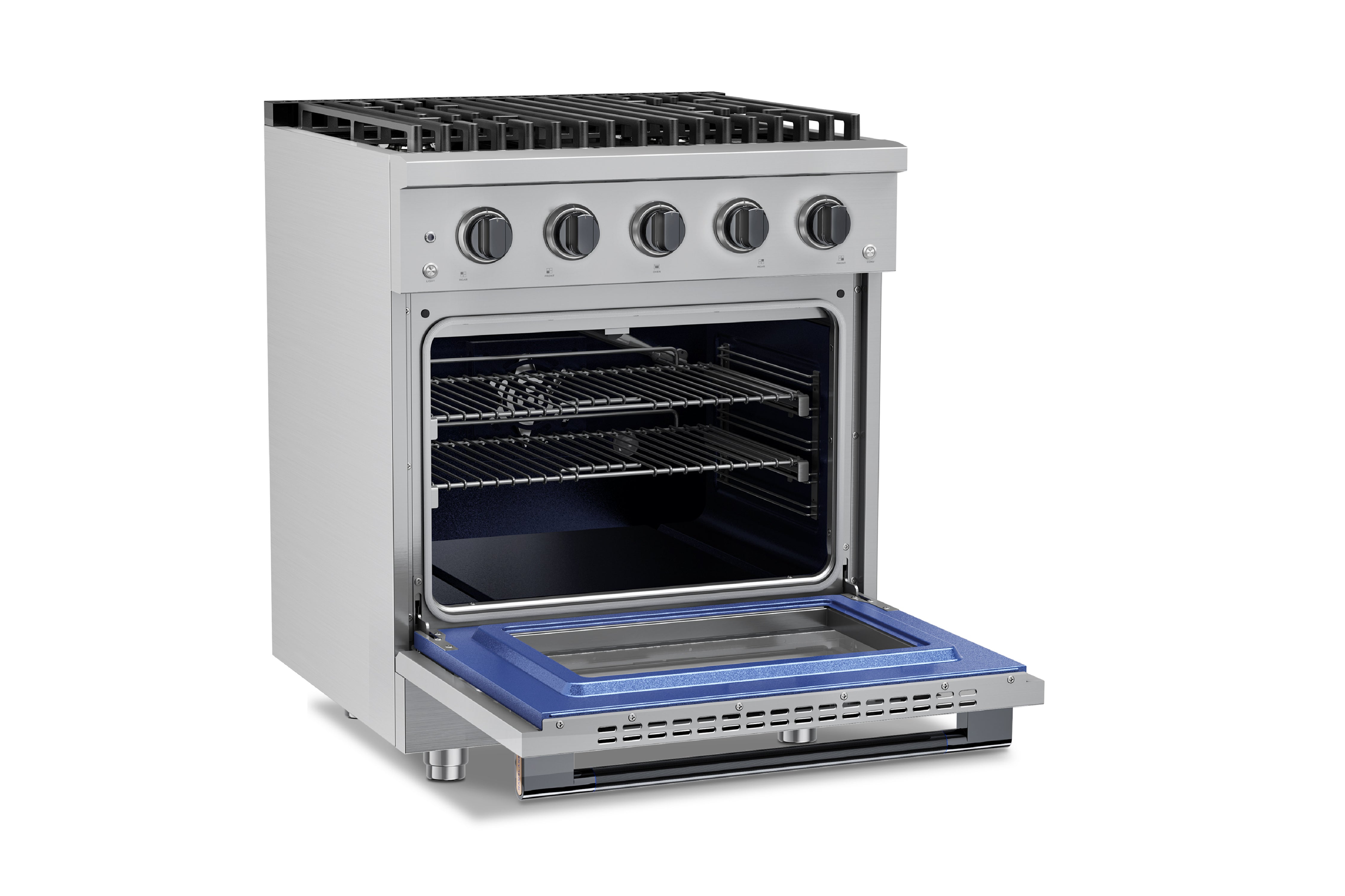 Hauslane HausPro Series 30-Inch Gas or Dual Fuel Range with 4 Burners and Convection Oven in Stainless Steel