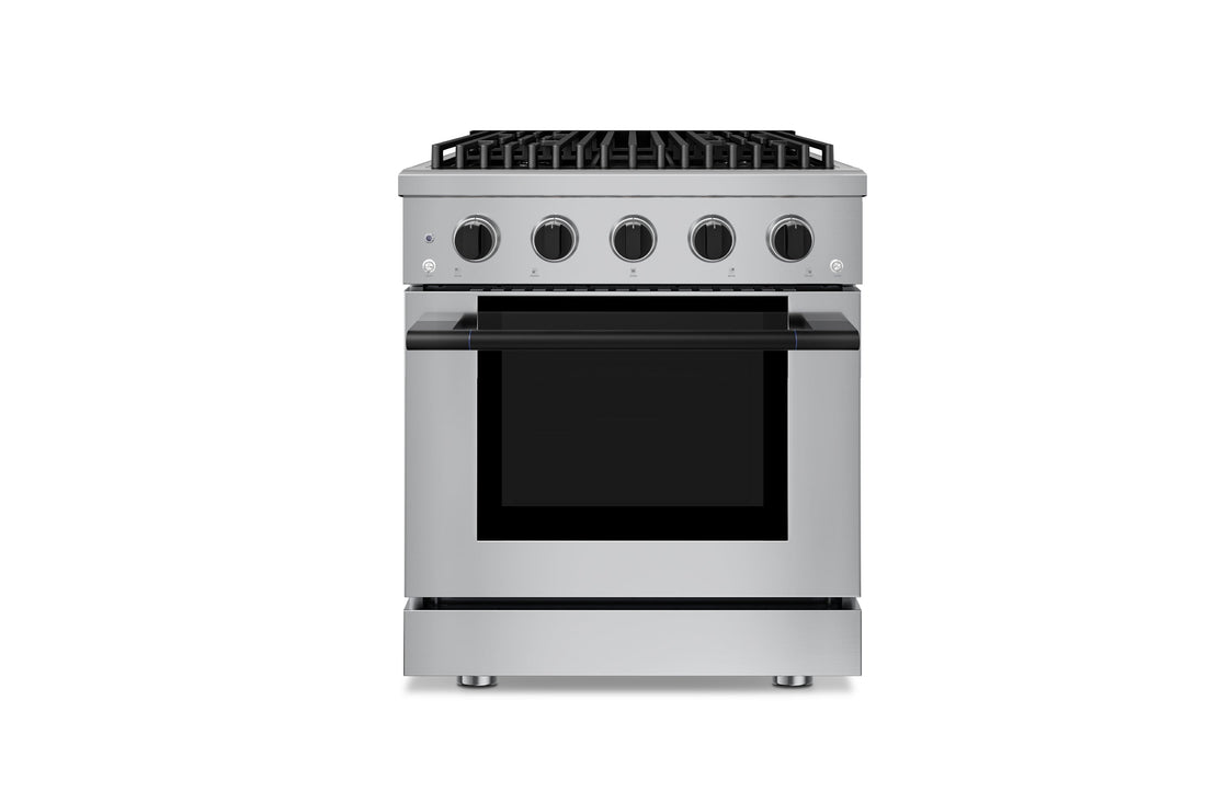 Hauslane HausPro Series 30-Inch Gas or Dual Fuel Range with 4 Burners and Convection Oven in Stainless Steel