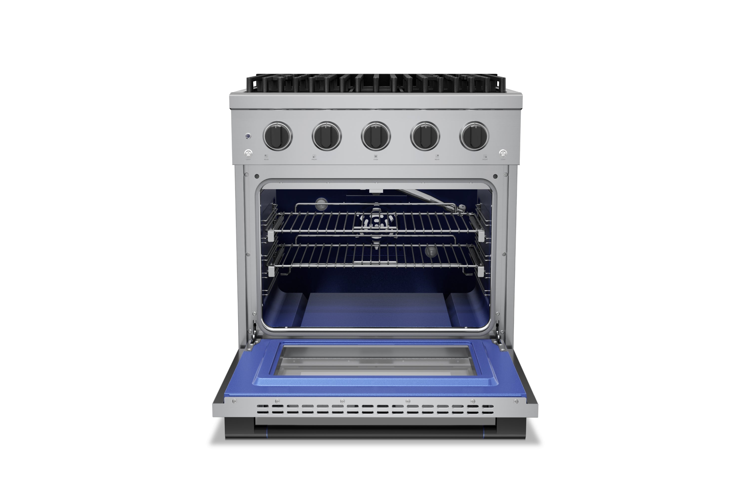 Hauslane HausPro Series 30-Inch Gas or Dual Fuel Range with 4 Burners and Convection Oven in Stainless Steel