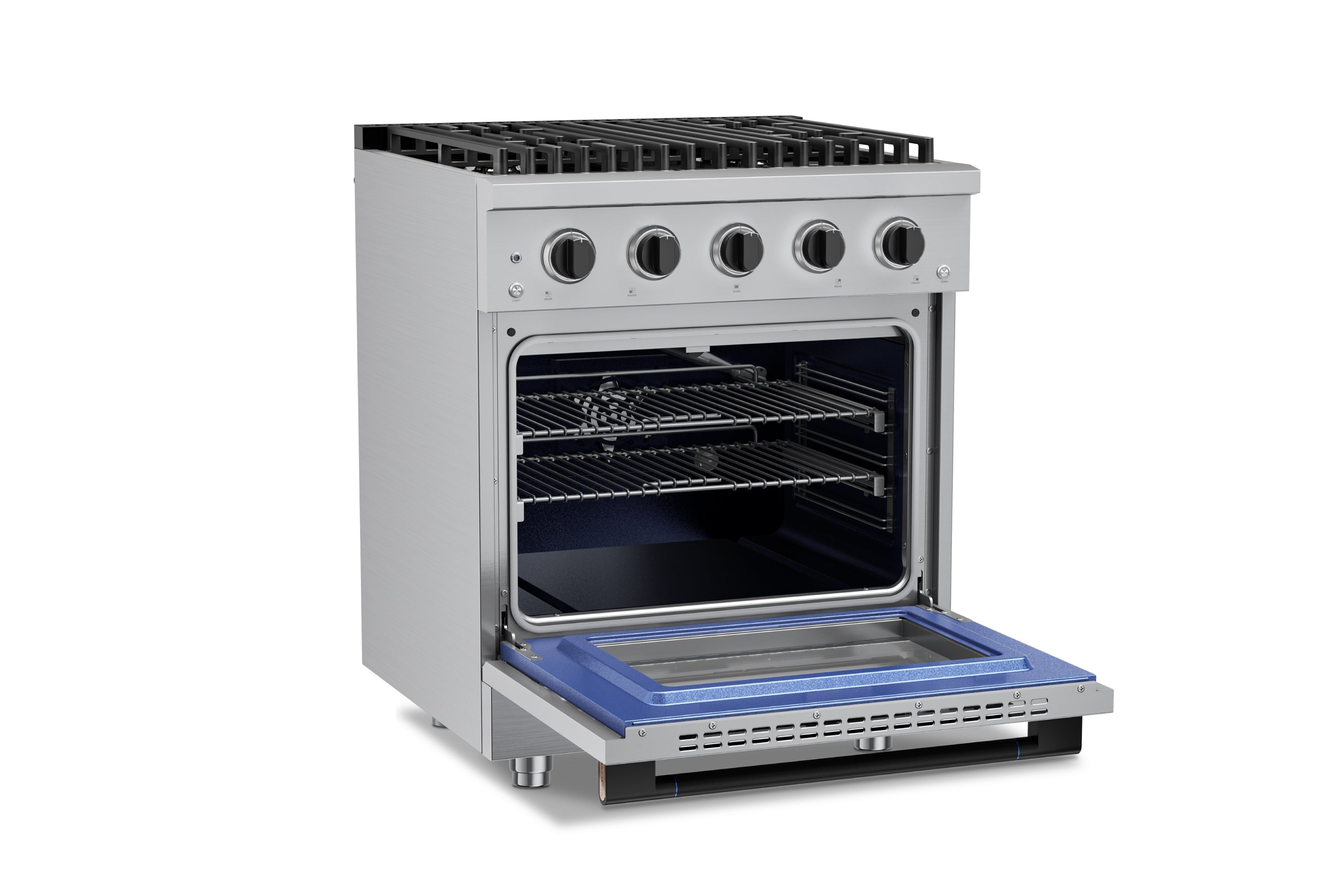 Hauslane HausPro Series 30-Inch Gas or Dual Fuel Range with 4 Burners and Convection Oven in Stainless Steel