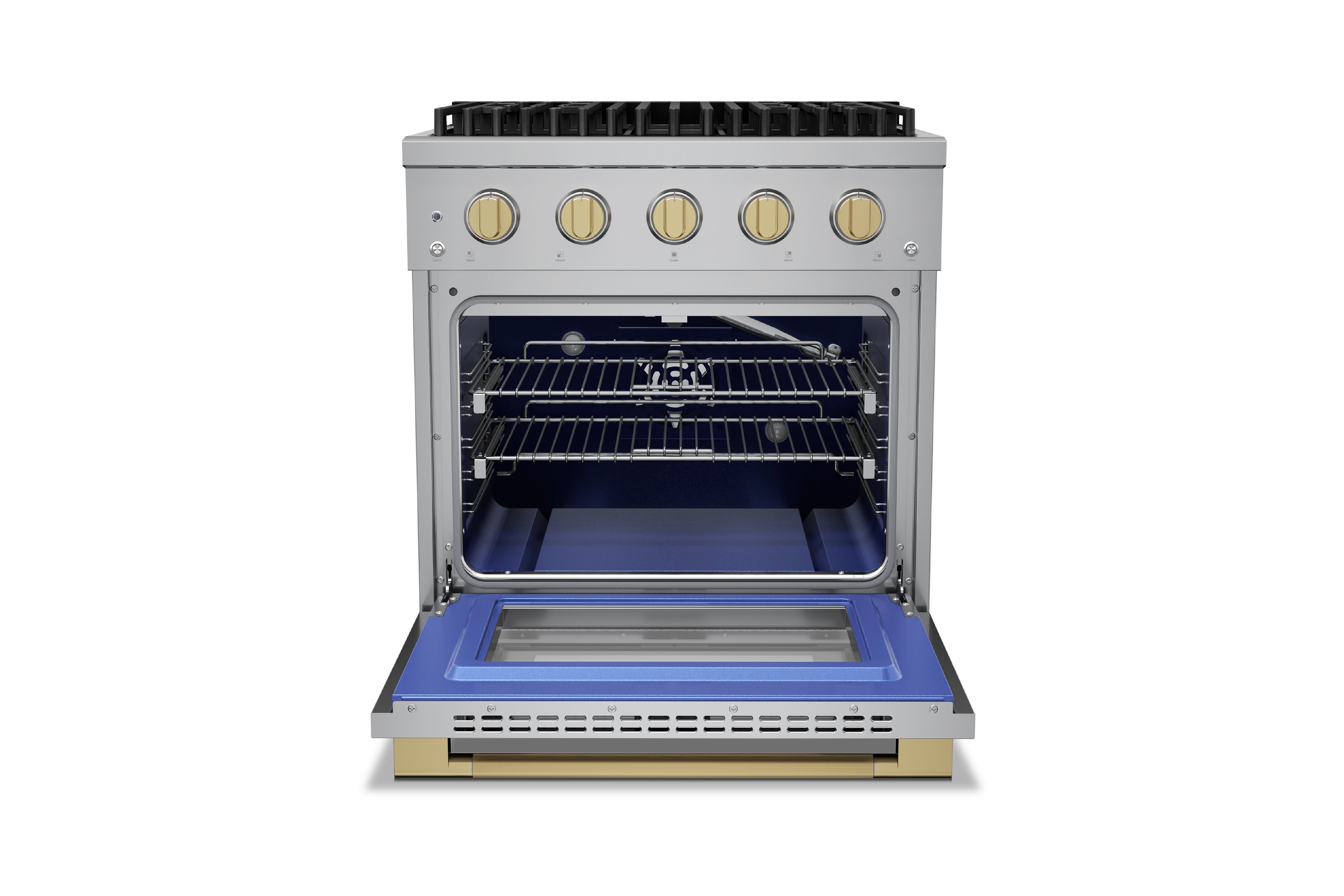 Hauslane HausPro Series 30-Inch Gas or Dual Fuel Range with 4 Burners and Convection Oven in Stainless Steel