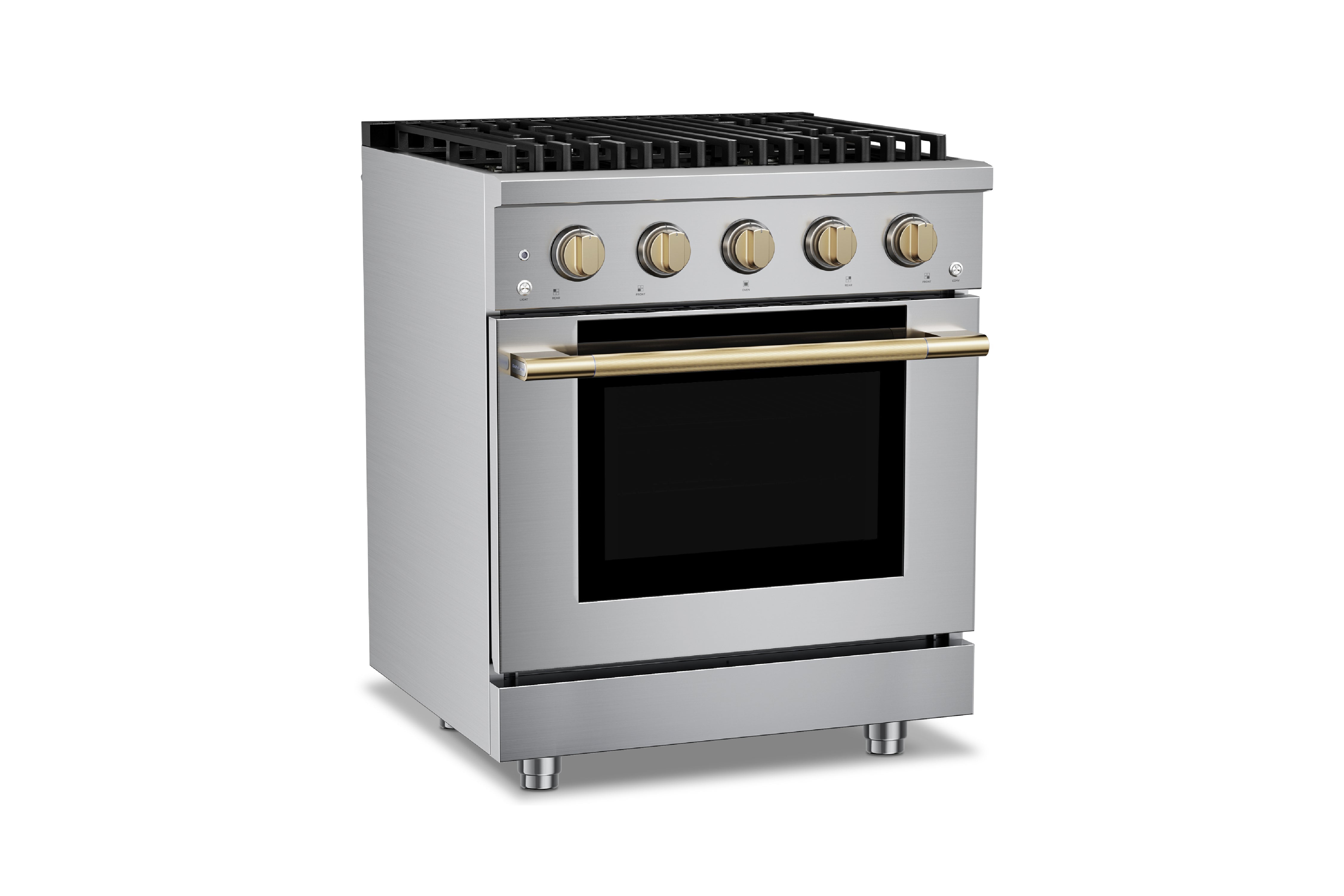 Hauslane HausPro Series 30-Inch Gas or Dual Fuel Range with 4 Burners and Convection Oven in Stainless Steel