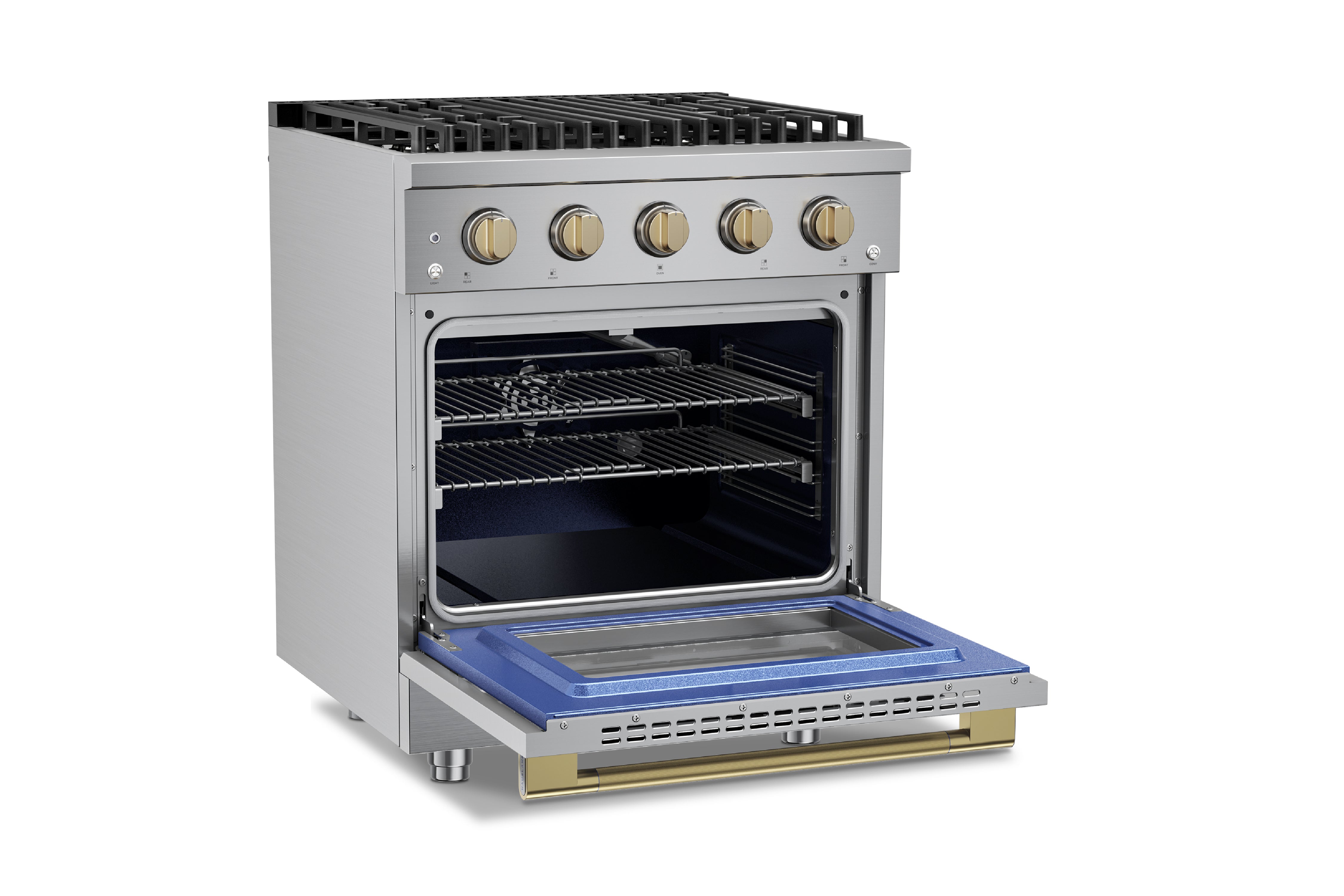 Hauslane HausPro Series 30-Inch Gas or Dual Fuel Range with 4 Burners and Convection Oven in Stainless Steel
