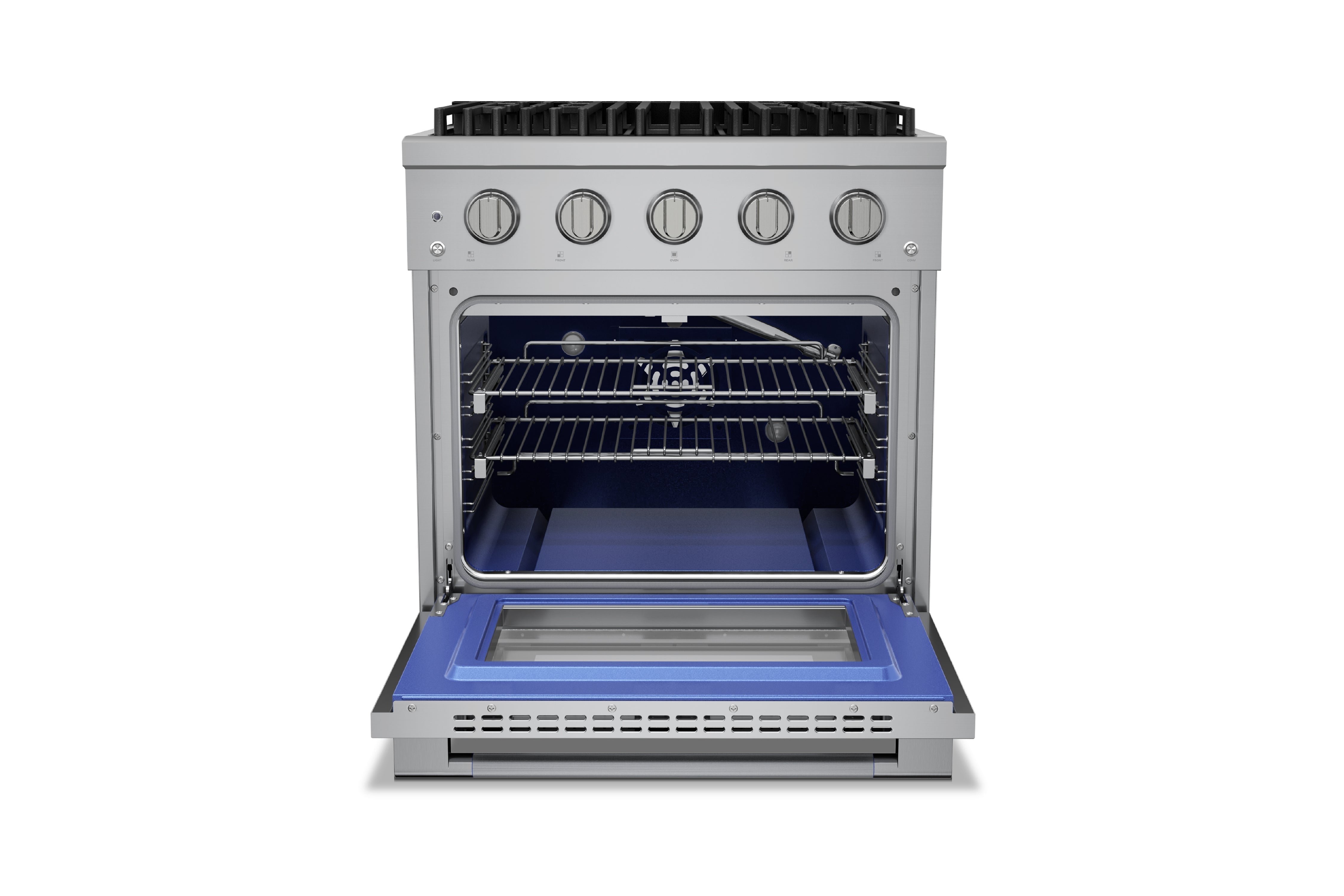 Hauslane HausPro Series 30-Inch Gas or Dual Fuel Range with 4 Burners and Convection Oven in Stainless Steel