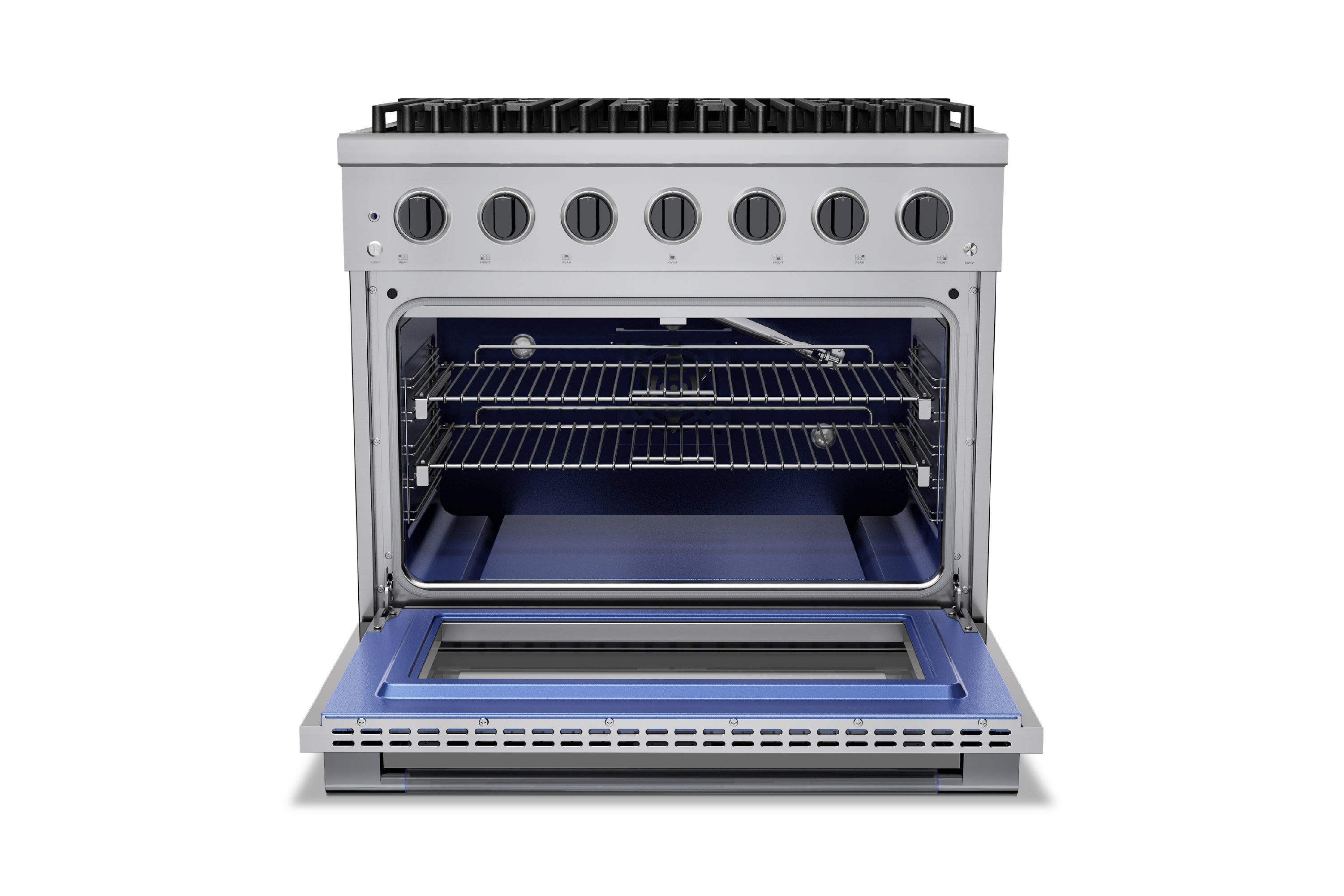 Hauslane HausPro Series 36-Inch Gas or Dual Fuel Range with 6 Burners and Convection Oven in Stainless Steel