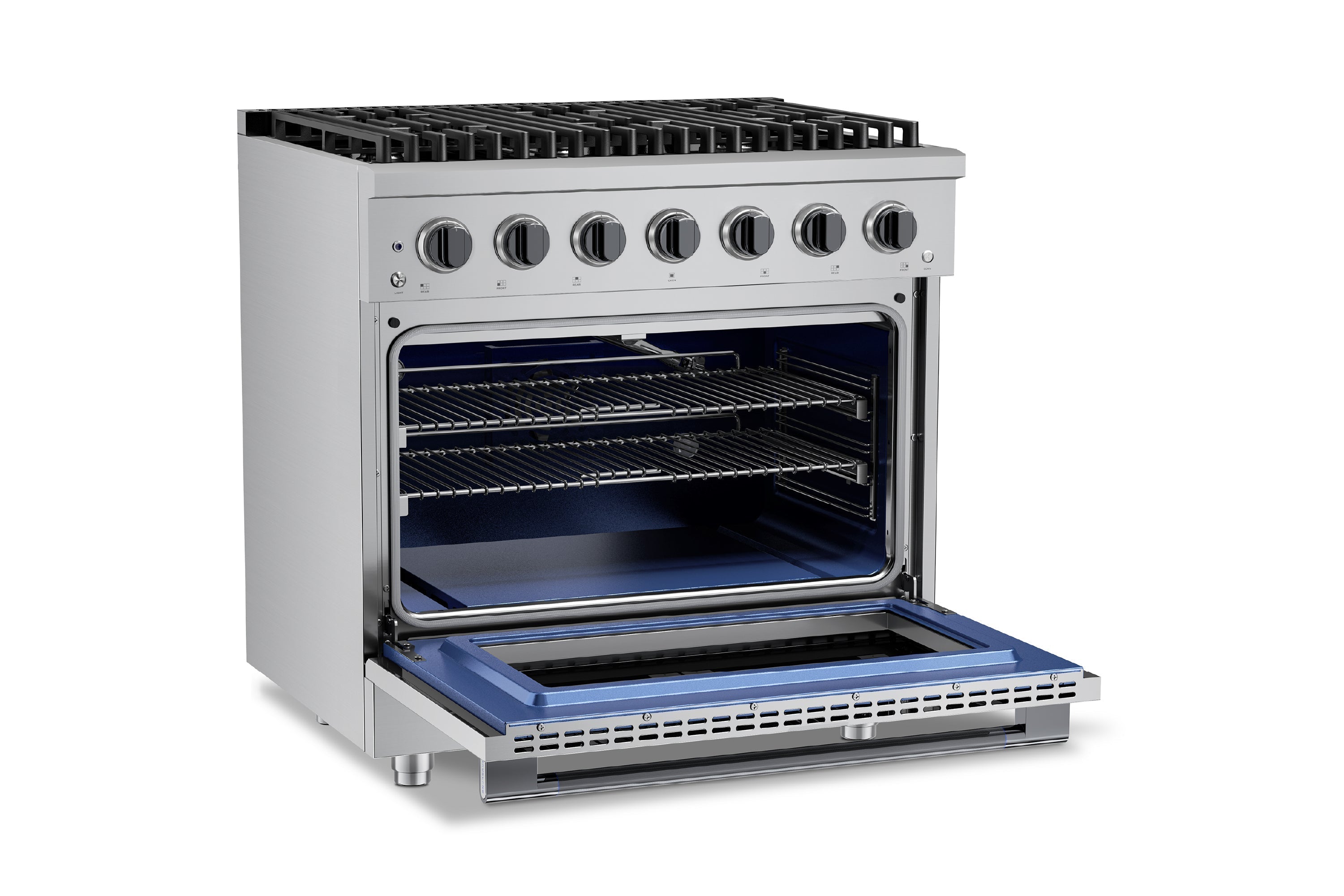 Hauslane HausPro Series 36-Inch Gas or Dual Fuel Range with 6 Burners and Convection Oven in Stainless Steel