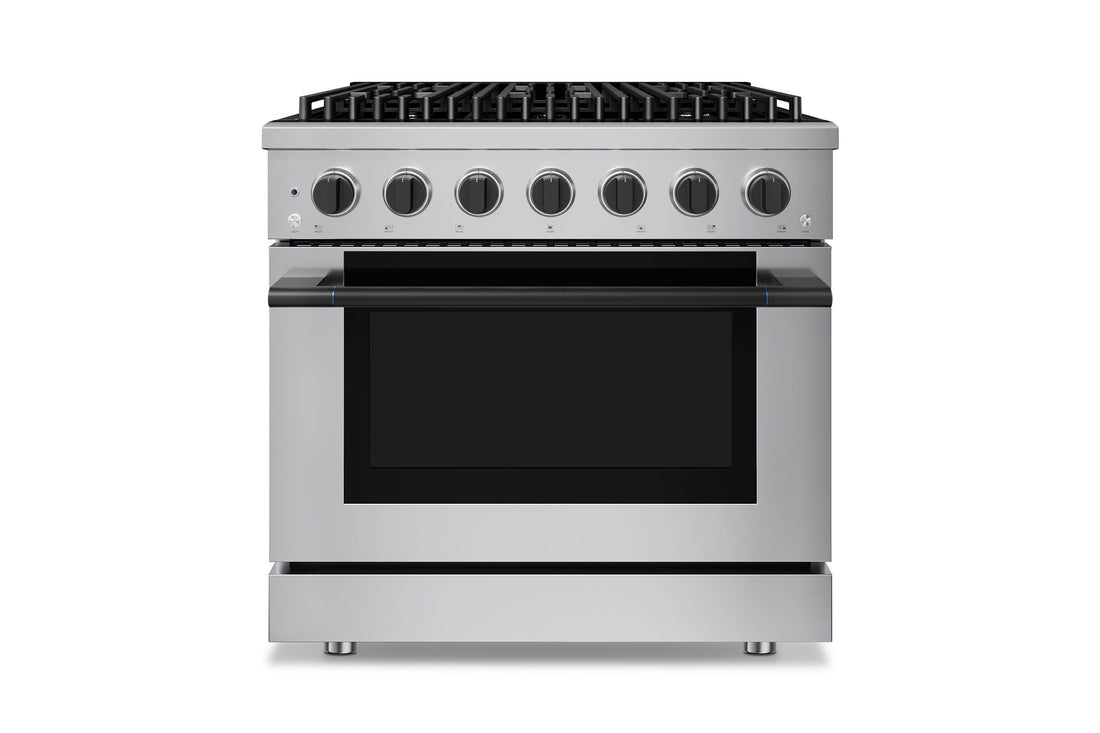 Hauslane HausPro Series 36-Inch Gas or Dual Fuel Range with 6 Burners and Convection Oven in Stainless Steel
