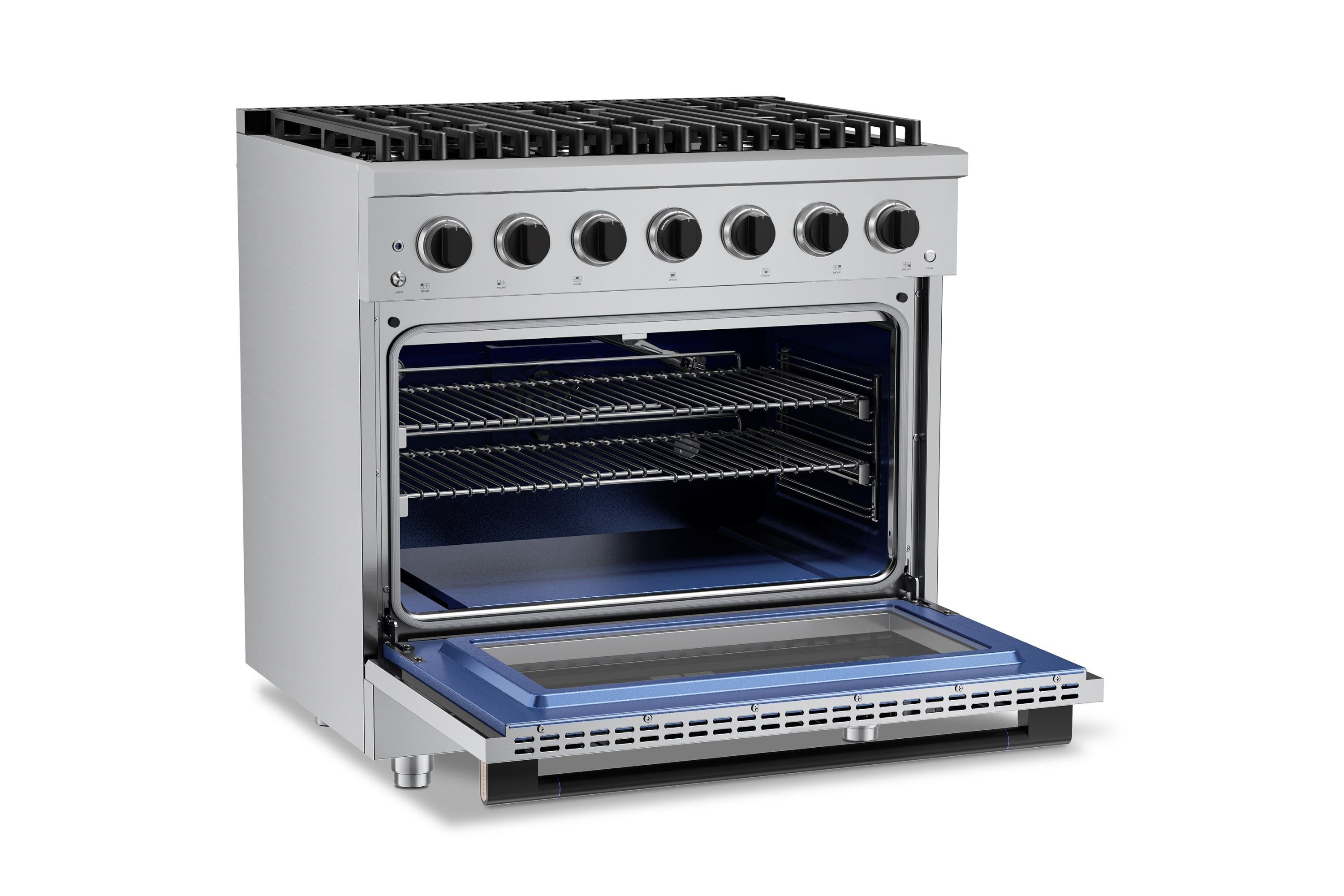Hauslane HausPro Series 36-Inch Gas or Dual Fuel Range with 6 Burners and Convection Oven in Stainless Steel