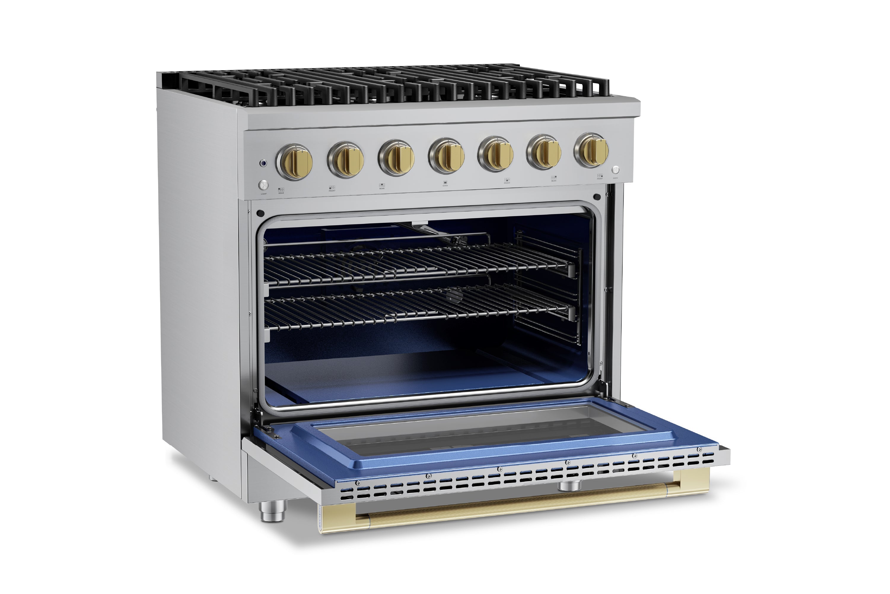 Hauslane HausPro Series 36-Inch Gas or Dual Fuel Range with 6 Burners and Convection Oven in Stainless Steel
