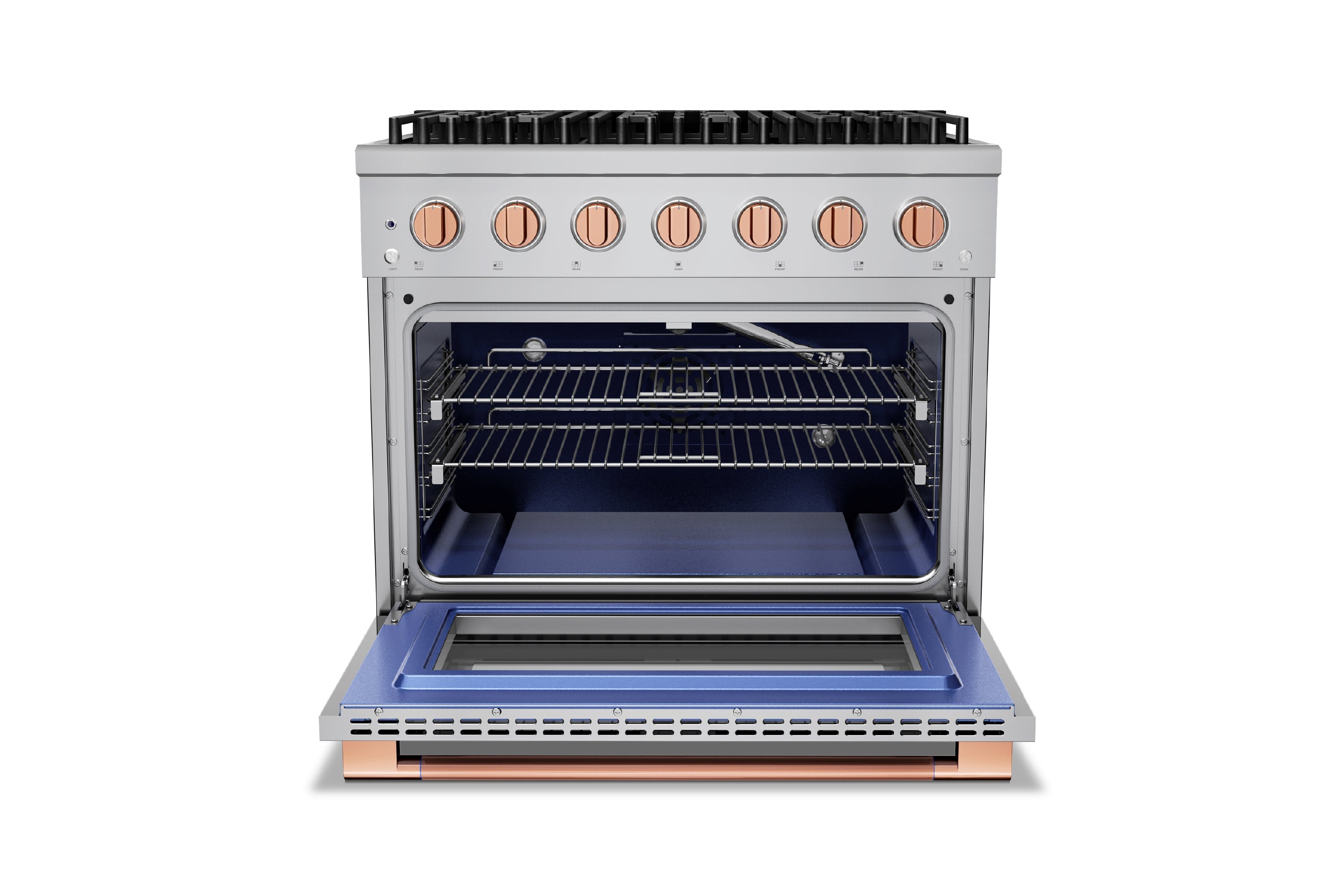 Hauslane HausPro Series 36-Inch Gas or Dual Fuel Range with 6 Burners and Convection Oven in Stainless Steel